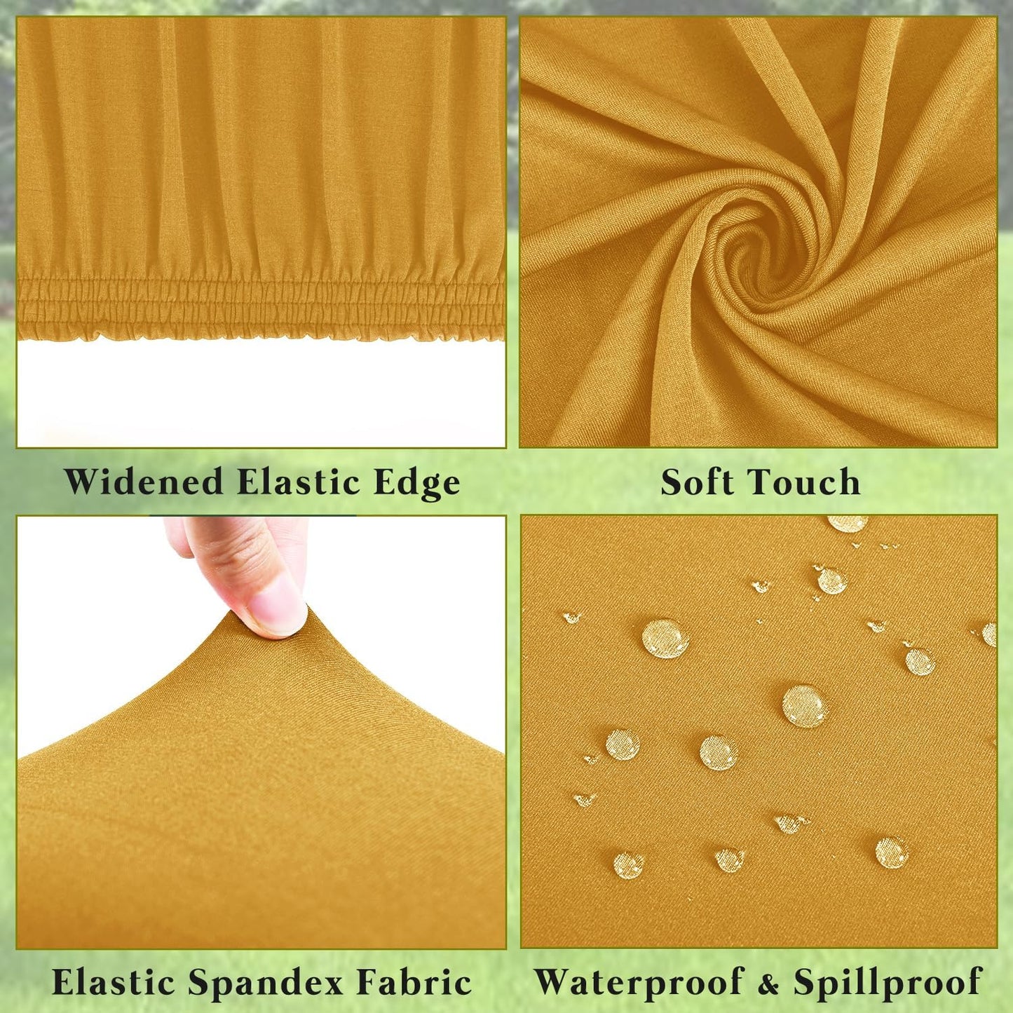 10 Pack 6 Foot Picnic Table Cover Fitted Outdoor Tablecloth for Rectangle Tables Elastic Waterproof Stretch Washable Patio Folding Spandex Table Cloth for Camping Banquet Parties (Mustard,30" x 72")