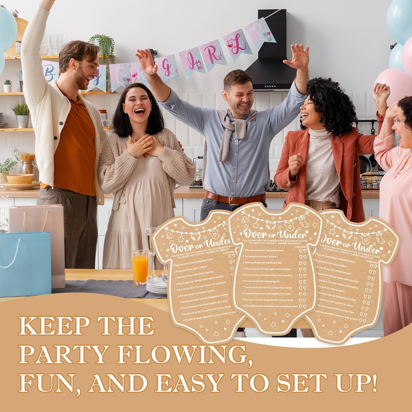 Baby Shower Games, Over or Under Baby Shower Game, Set of 30 Cards, Baby Games for Baby Shower, Baby Shower Decorations, Baby Shower Ideas