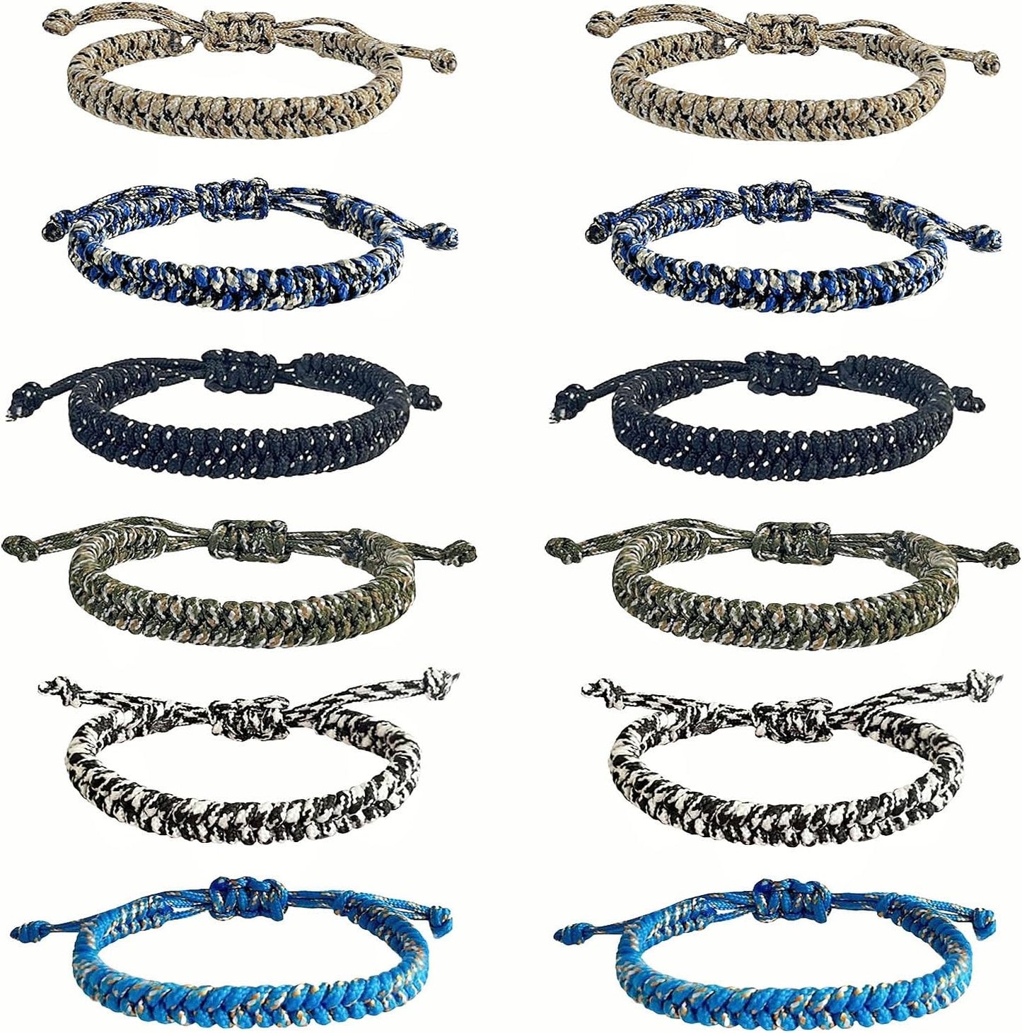 YANMIN 12 pcs Braided Friendship Bracelets for Teen Boys Adjustable Paracord Bracelets Handmade Goody Bag Stuffers Easter Basket Filler Tween Teenager Birthday Christmas Camping Party Favors