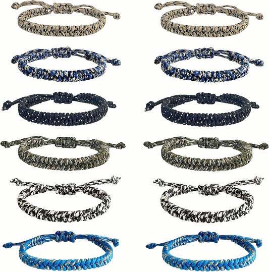 YANMIN 12 pcs Braided Friendship Bracelets for Teen Boys Adjustable Paracord Bracelets Handmade Goody Bag Stuffers Easter Basket Filler Tween Teenager Birthday Christmas Camping Party Favors