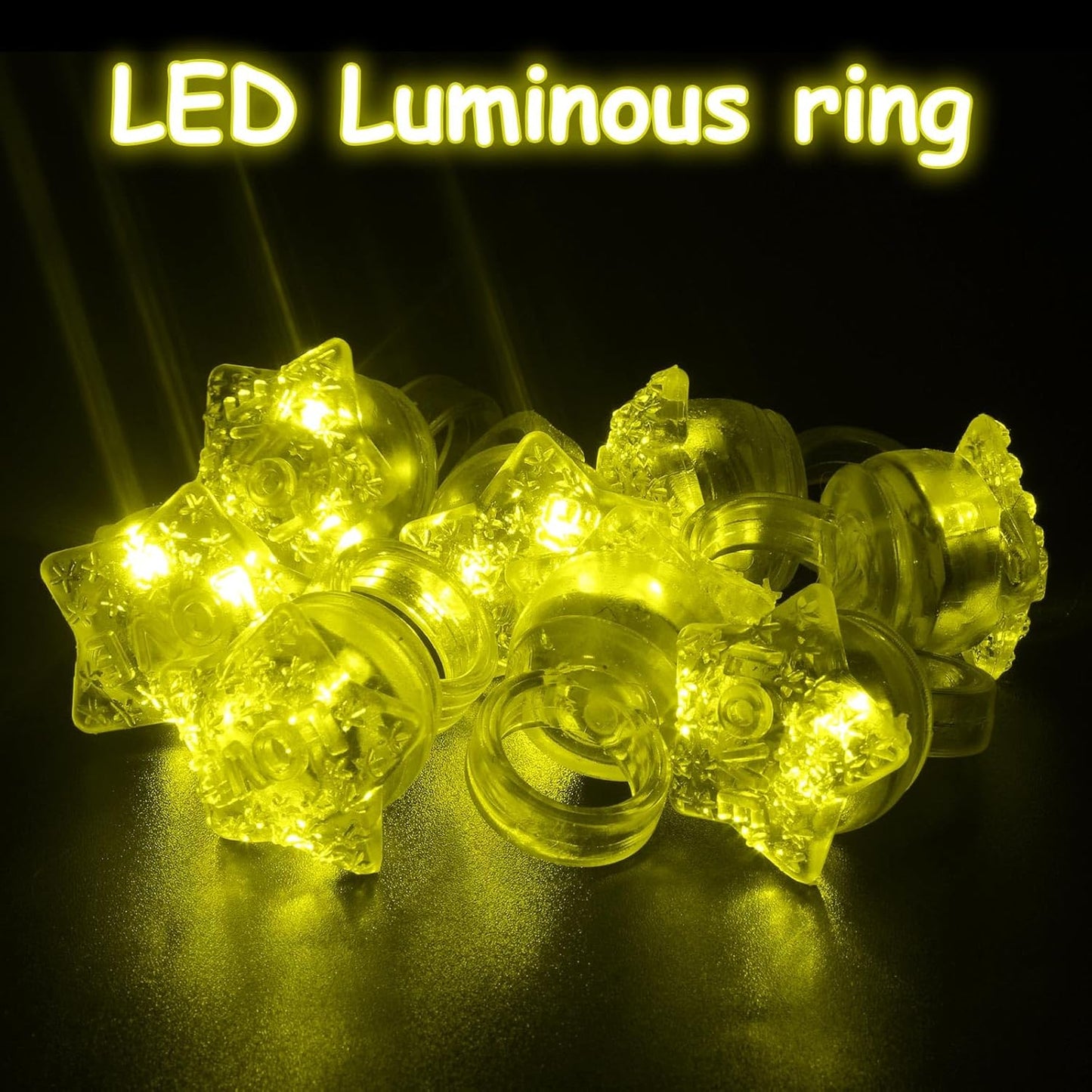24 Pack Light Up Star Rings Glow in the Dark Party Flashing LED Jelly Finger Rings for July 4th,Halloween,Christmas,Concert,Goodie Bag Fillers,Raves