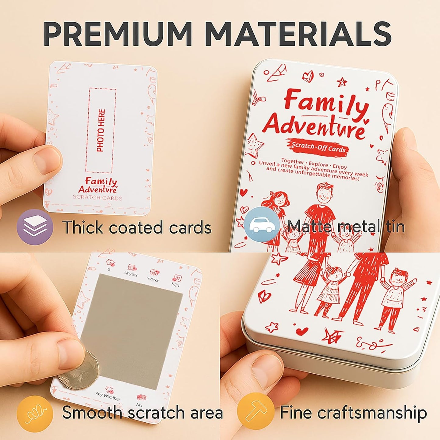 Family Card Game – Scratch-Off Challenge Party Game for Adults & Kids Interactive Trivia, Tasks & Icebreaker Activities Fun Board Game Alternative for Game Night, Travel