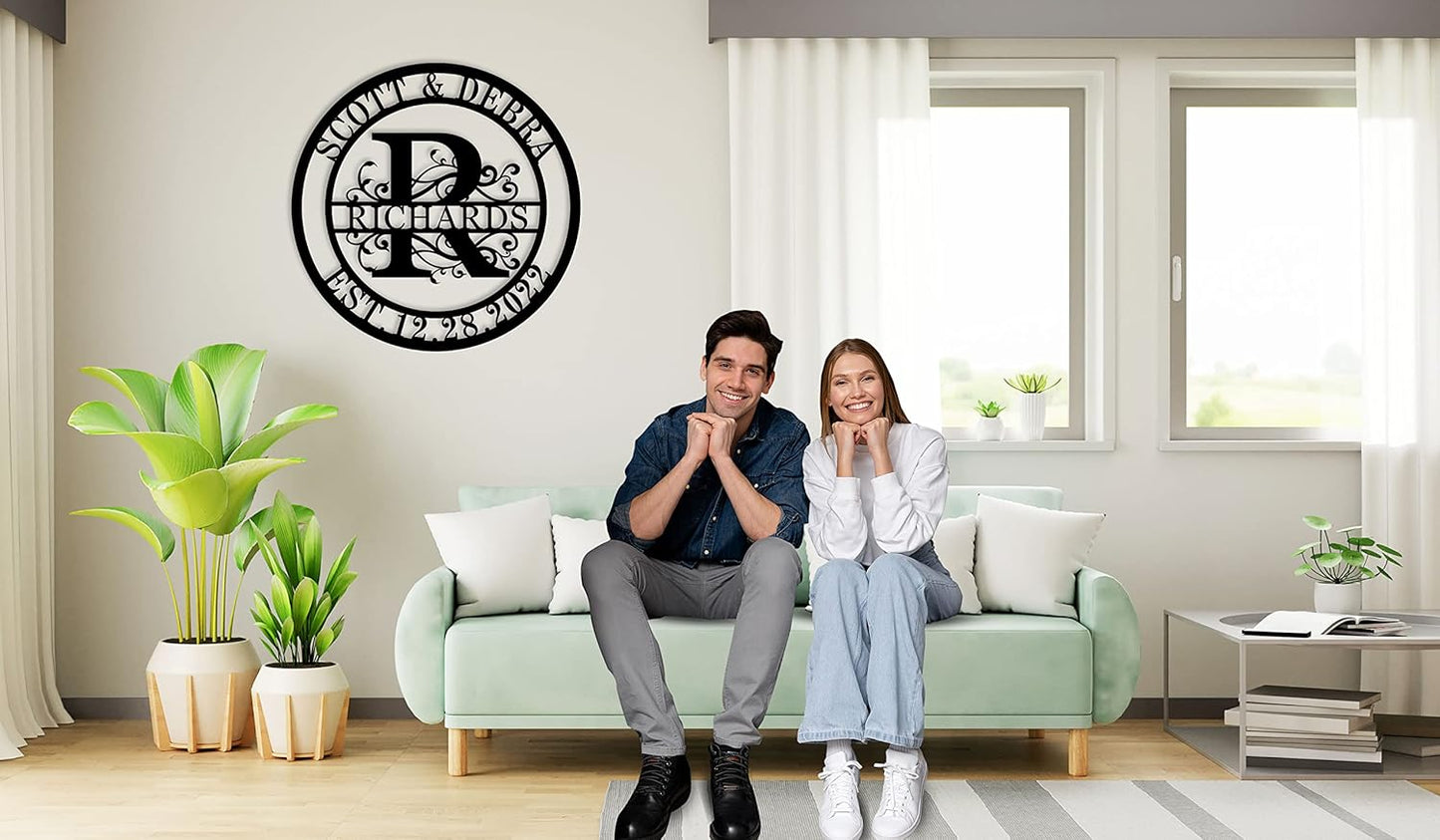 Wedding Gifts for Couples 2025 Last Name Signs for Home Personalized Metal Signs Monogram Wall Decor Personalized Family Name Anniversary Wedding Gift