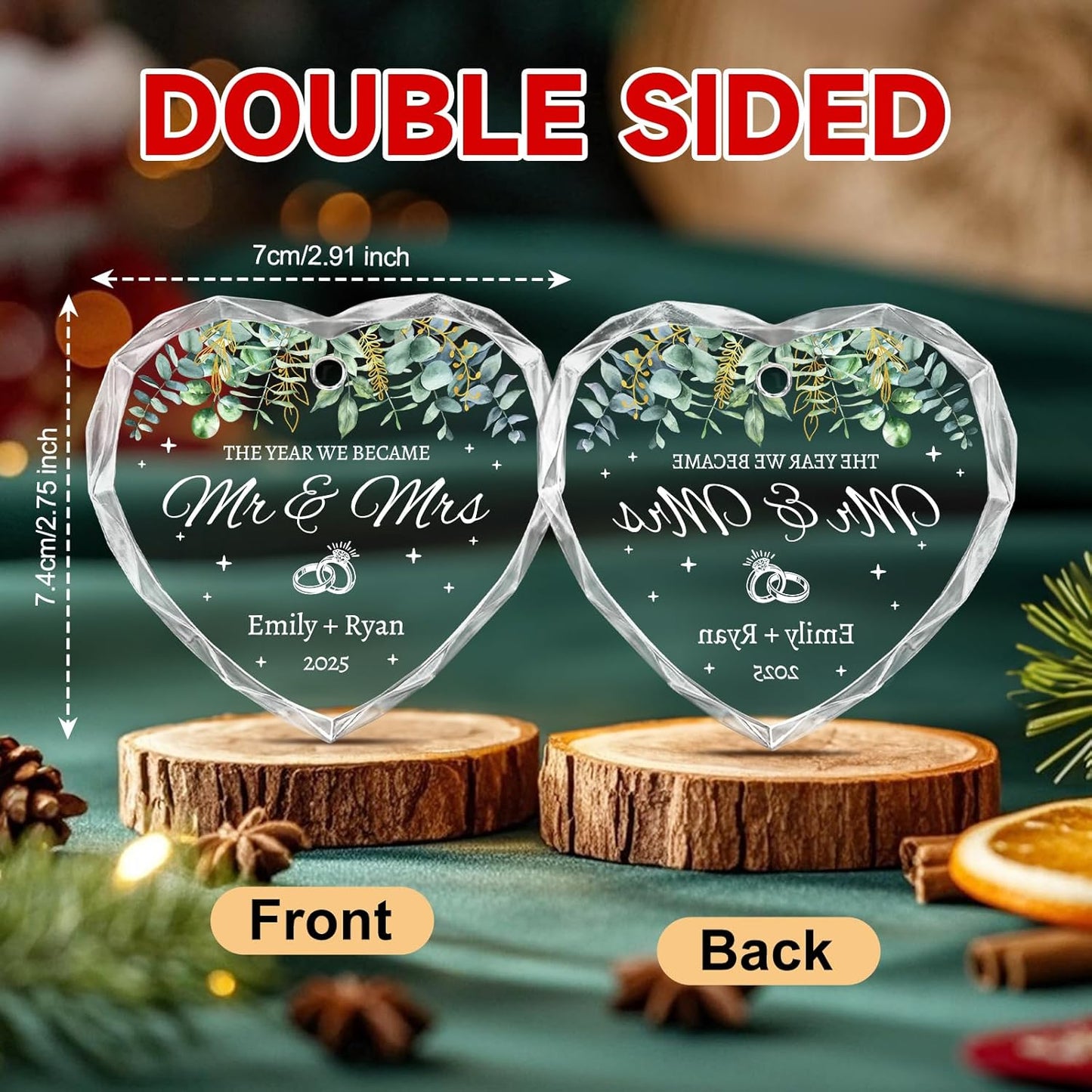 Personalized Wedding Gifts for Couples 2025 - Mr and Mrs Ornament - Bridal Shower Gifts, Wedding Gift for Bride, Newly Wed, Future Mr Mrs - Just Married Decorations Acrylic Ornaments