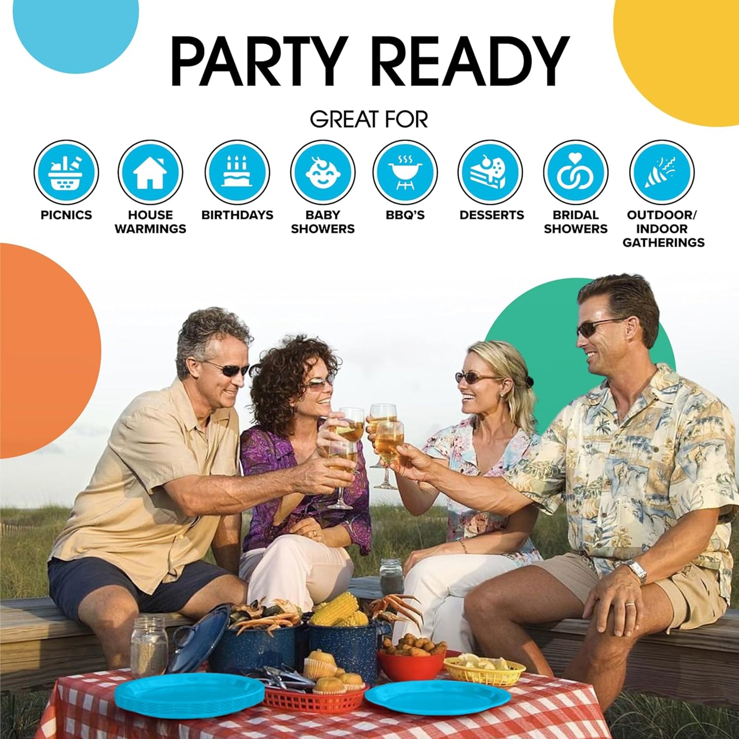 Exquisite Turquoise Paper Plates Disposable Heavy Duty 7 Inch Turquoise Disposable Plates For Party 100 Pcs Heavy Duty Paper Plate 350 GSM, Birthday Party Supplies Plate Set