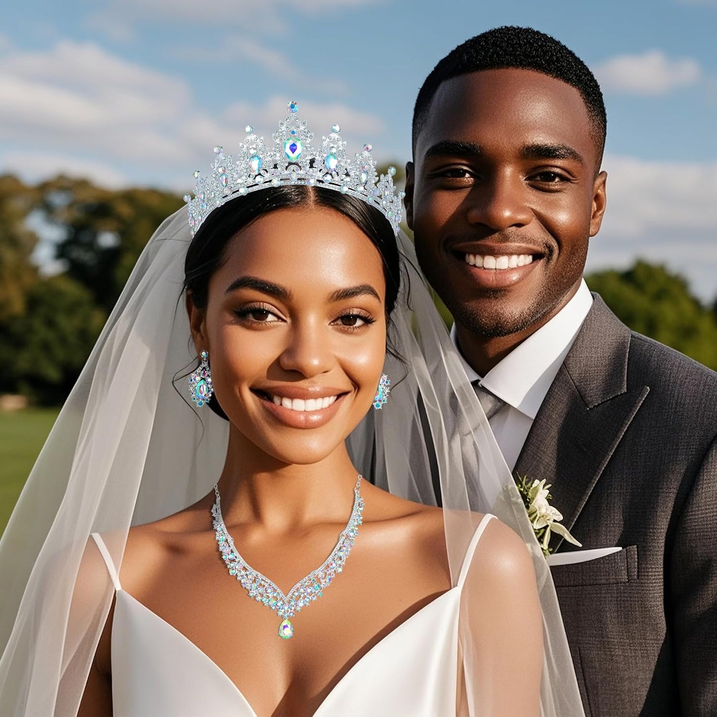 Crowns and Tiaras jewelry sets for Wedding princess birthday party Halloween Prom Pageant Jewelry for Women Crystal Bridal Jewelry Set for women