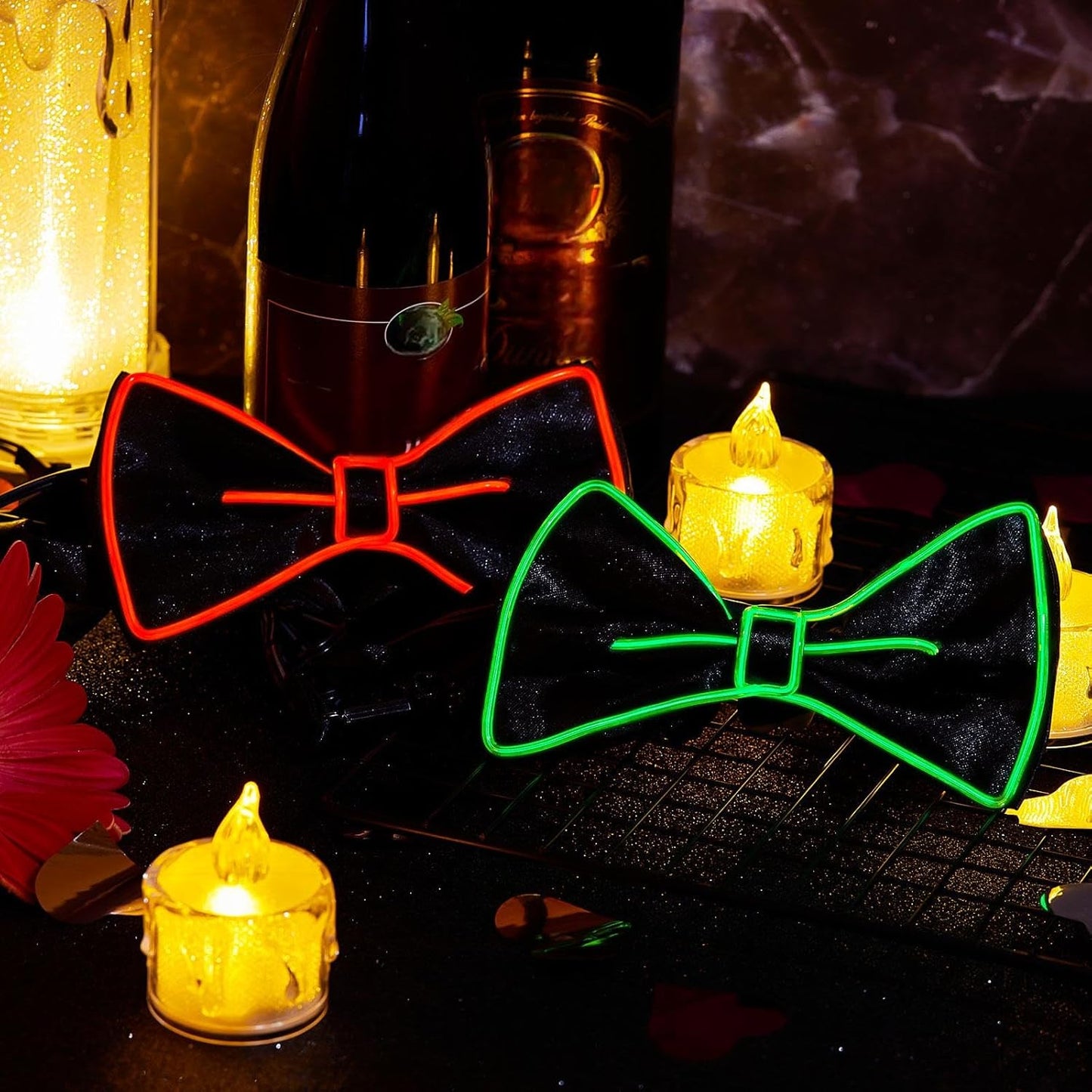 Hercicy Light up Bow Tie for Men LED Neon Bowtie Funny Ties Women Glow in the Dark Party Costume