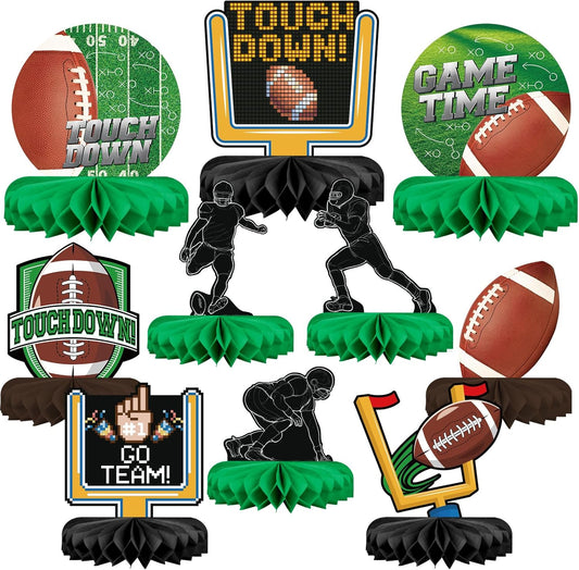 10PCS Football Party Decorations Football Table Centerpiece Football Honeycomb Centerpieces Table Toppers for Football Birthday Party Football Game