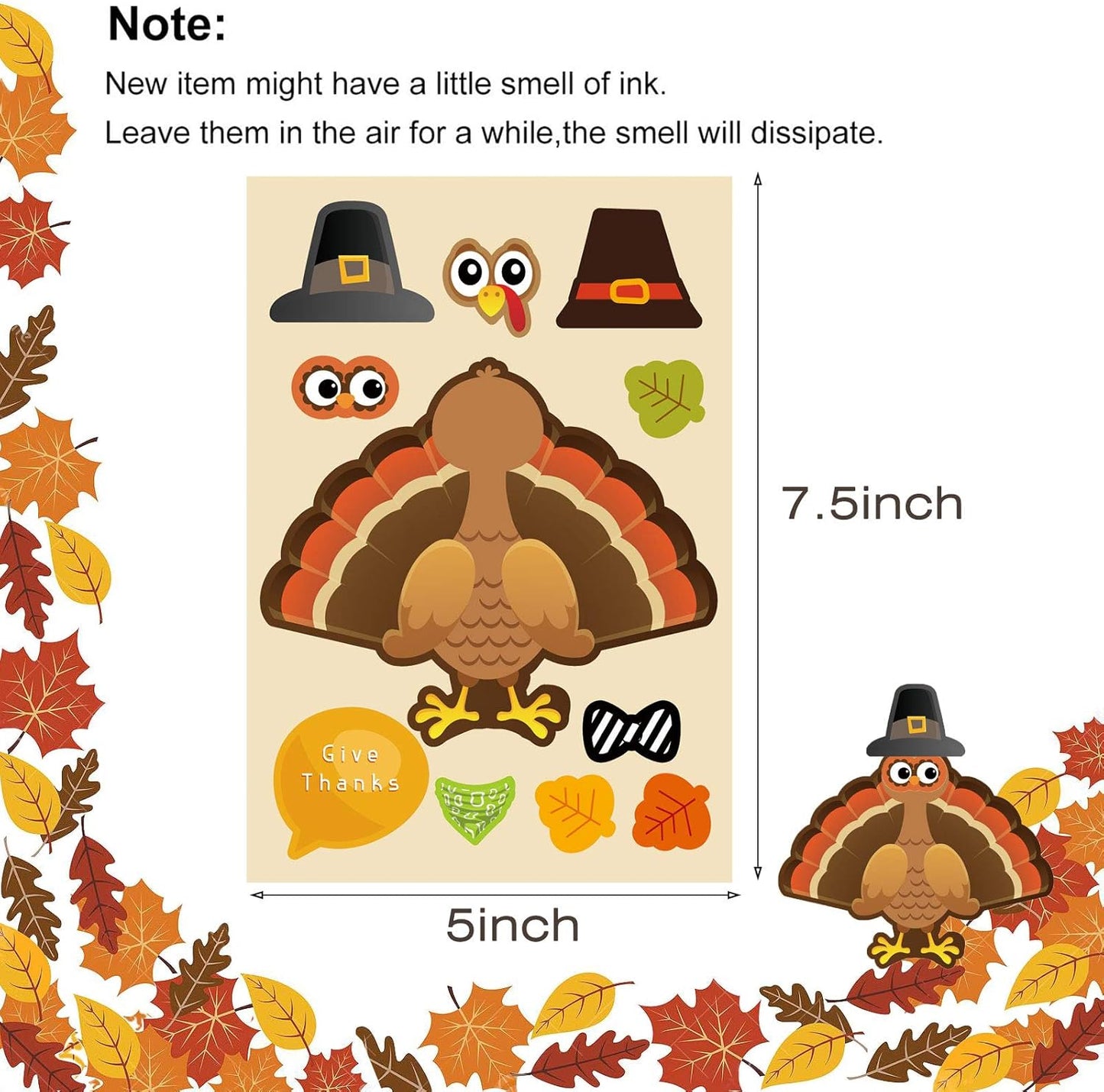 Make-A-Turkey Stickers Thanksgiving Crafts for Kids - Make A Face Sticker, Make Your Own Turkey DIY Stickers Autumn Fall Harves Party Favors Games Supplies Thanksgiving Decorations Gift