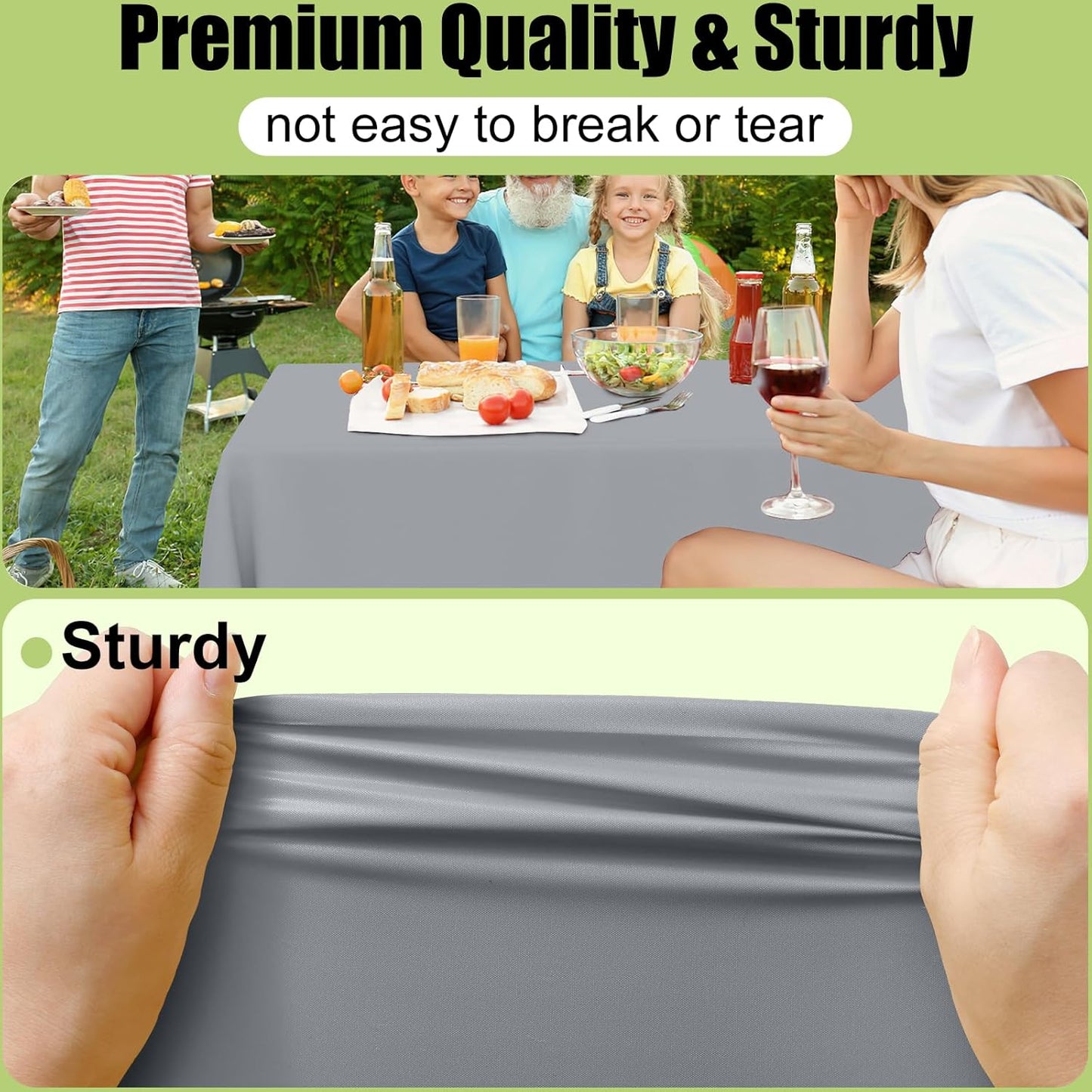 Smiry 54 Inch x 100 Feet Disposable Table Cover Roll, Grey Plastic Table Cloth in Cut-to-Size Box with Slide Cutter, Waterproof Rectangle Tablecloths for Weddings, Banquets, Outdoor