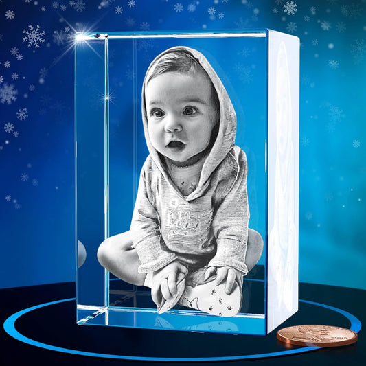 ArtPix 3D Crystal Photo, Christmas Personalized Gifts for Women, Wife, Her, Him, Men, Husband, Grandma, Great Xmas Customized Gift With Your Own Photo, Custom Glass 3D Laser Etched Picture Wedding