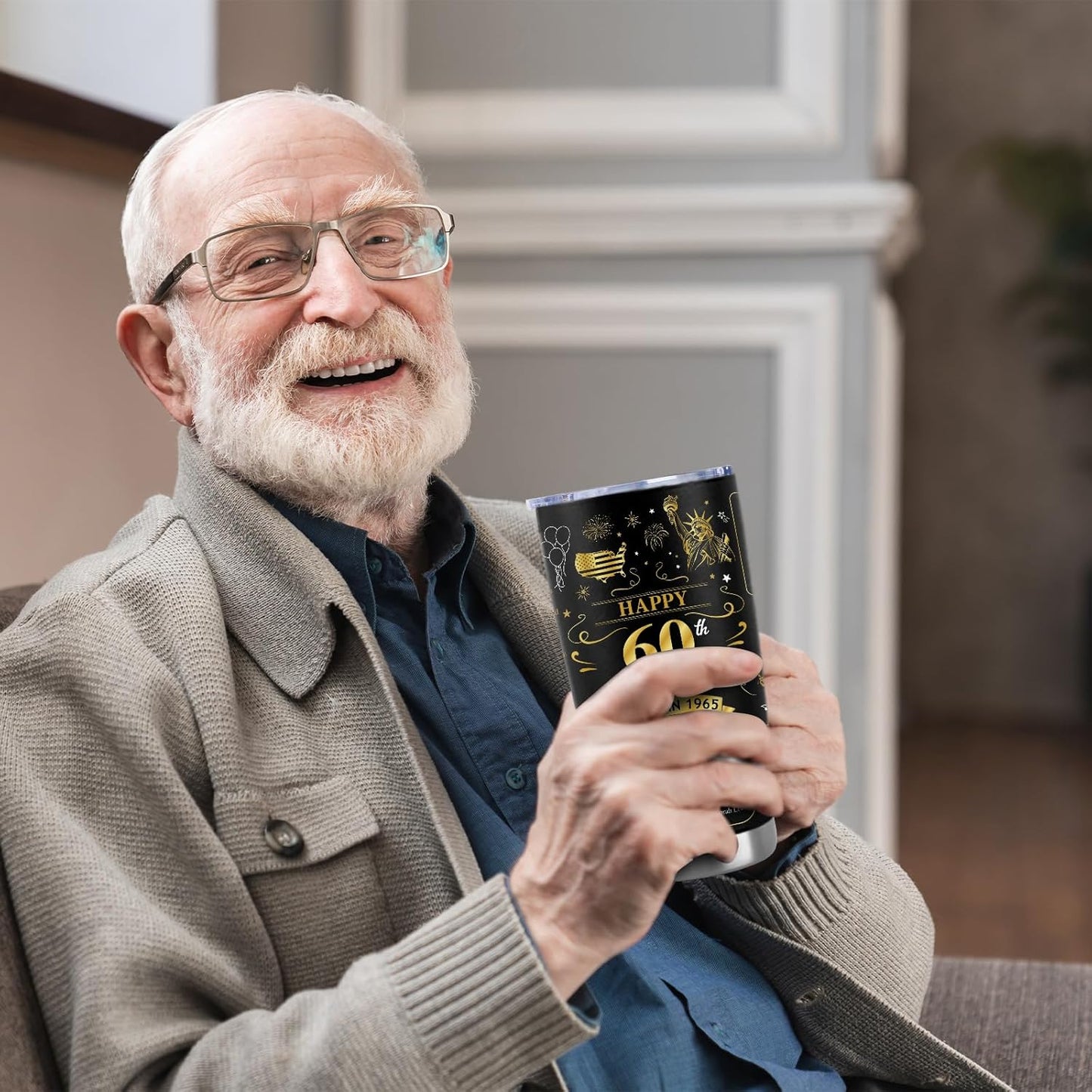 Happy 60th Anniversary Wedding Gifts for Men Women 60th Anniversary Tumbler 60 Years Wedding Gifts for Couple Wife Husband Back in 1965 Stainless Steel Vacuum Insulated Tumbler 20 oz