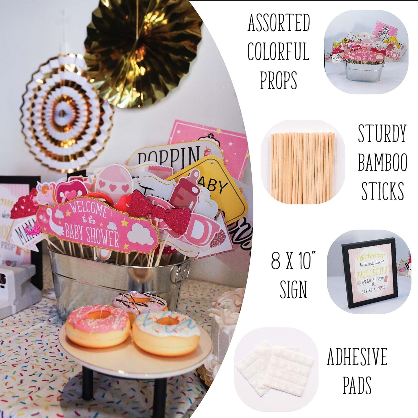 90s Photo Booth Props - 41-pc 90 s Selfie Prop Kit with 8 x 10-Inch Sign, 60 Adhesive Pads, 45 Sticks - 90 s Party Decorations - 90s Birthday Party