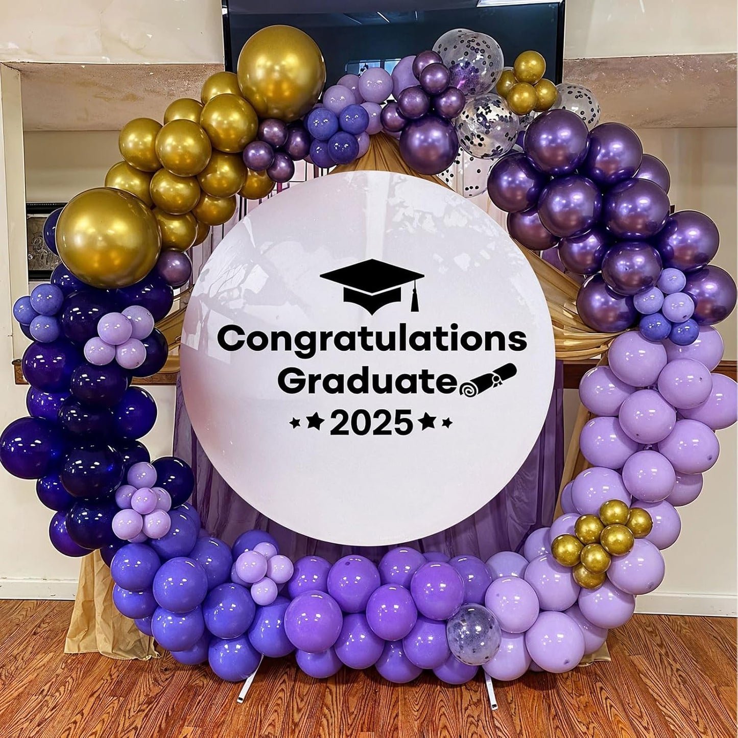 Purple and Gold Balloons, 60 Packs 12 Inch Dark Purple and Gold Confetti Metallic Party Balloons with Ribbons for Girls Women Birthday, Wedding, Graduation Decoration