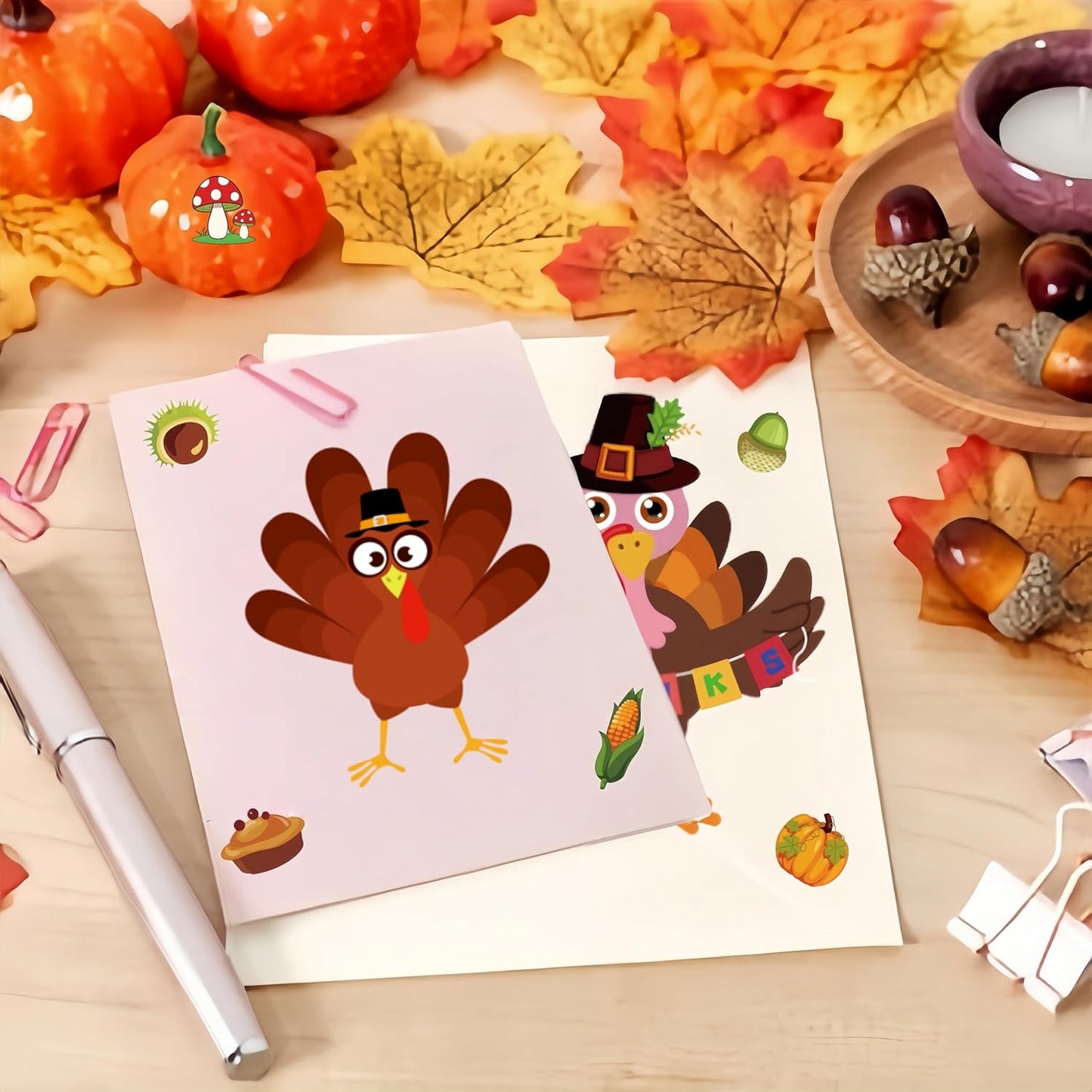 36 Sheets Large Size Thanksgiving Make-A-Turkey Stickers,DIY Turkey Stickers,Turkey Crafts for Kids,Turkey Games for Family,Party Decorations Gifts Activities
