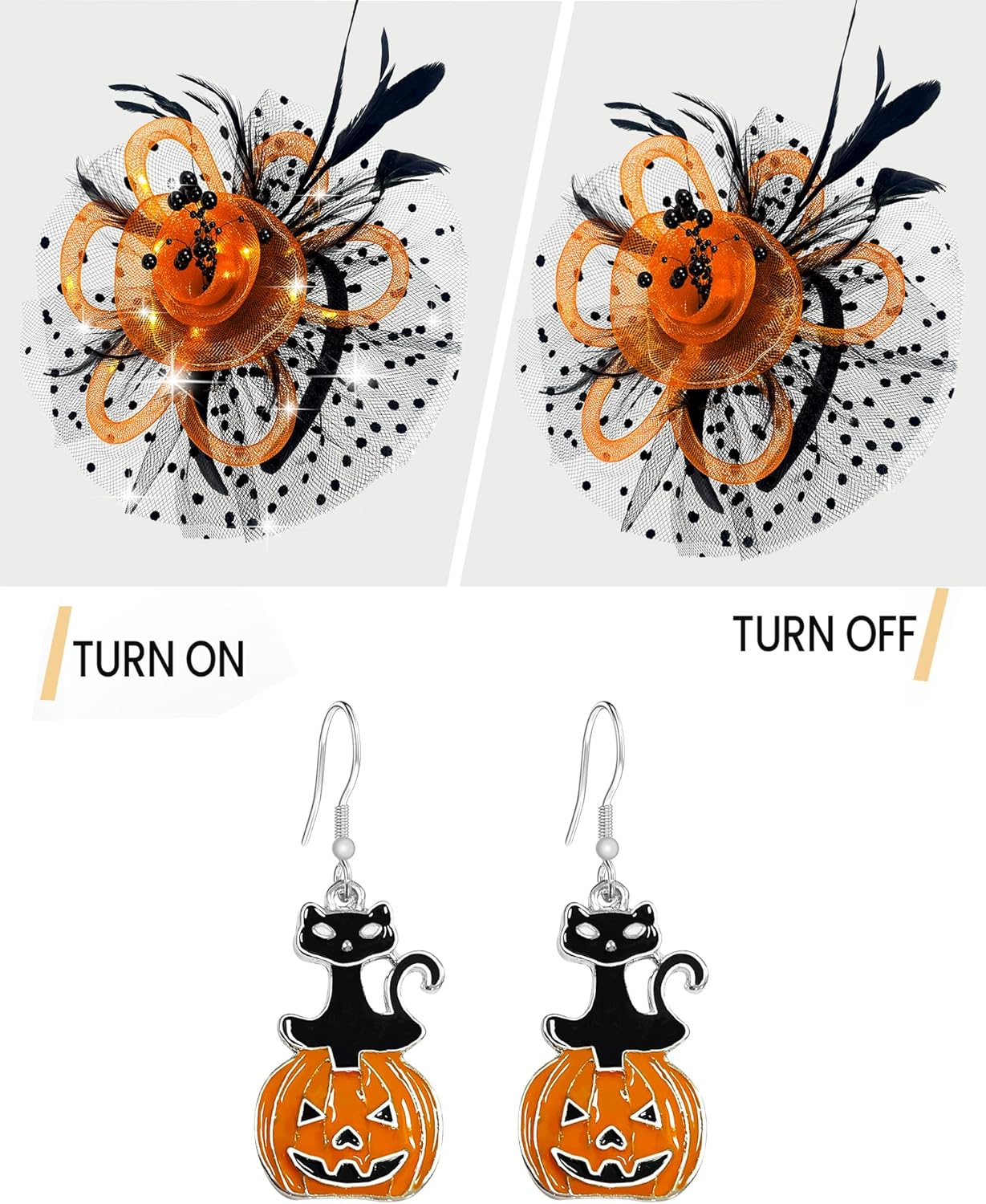 Fascinator Hat for Women LED Light up Tea Party Hats Mesh Veil Headband for Women