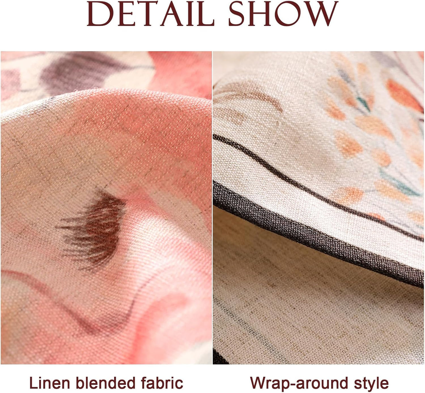 Linen Rectangle Tablecloth,French Vintage Pink Floral Pattern Wrinkle Free Table Cloth,Decorative Table Cover for Kitchen,Dining,Tea Party,Thanksgiving,Christmas,55"*79"-Sloosa