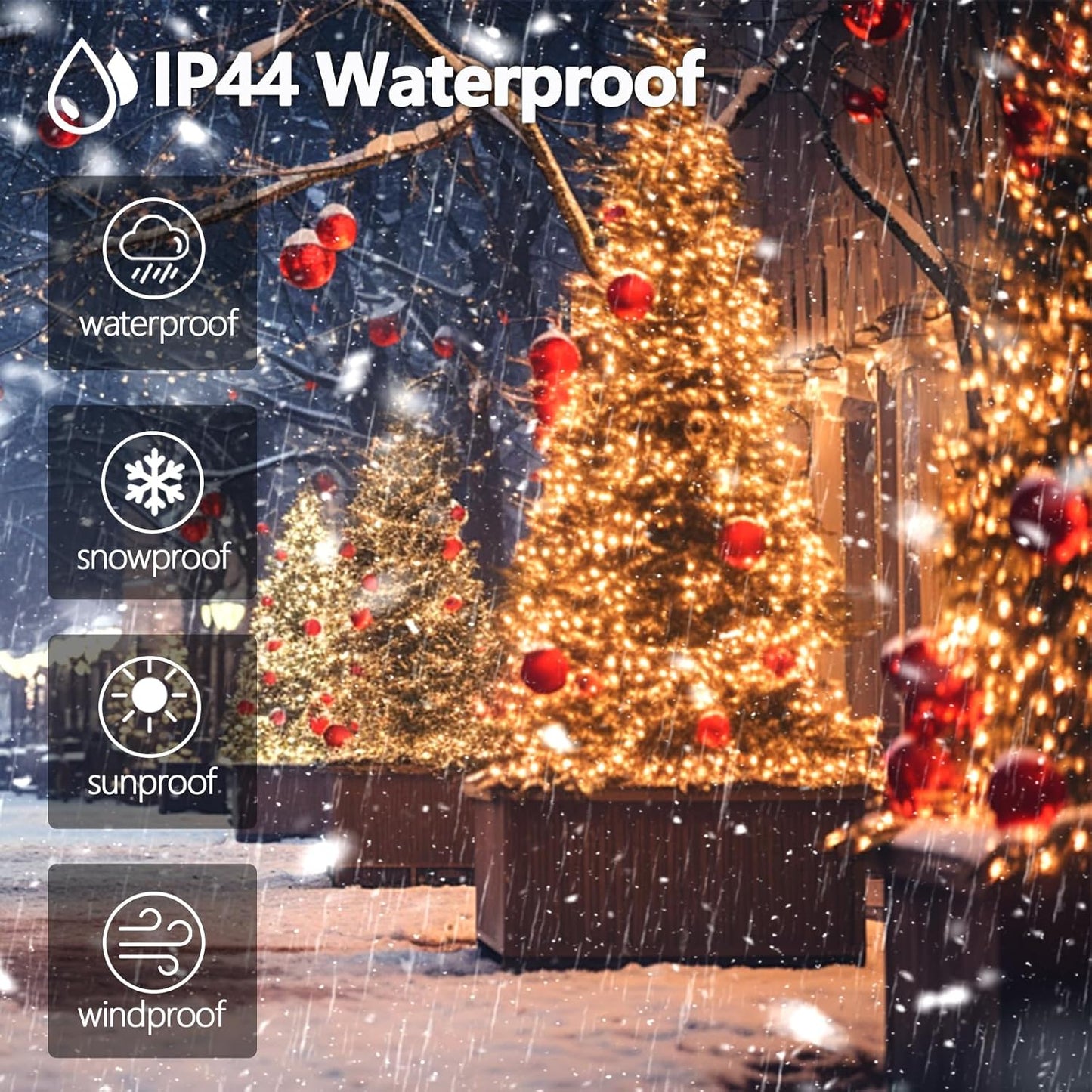 BHCLIGHT Extra-Long 165FT 500LED Christmas String Lights Outdoor/Indoor, Timer & Memory & 13 Modes, Warm White Christmas Lights Waterproof Green Wire Tree Lights for Xmas Holiday Party