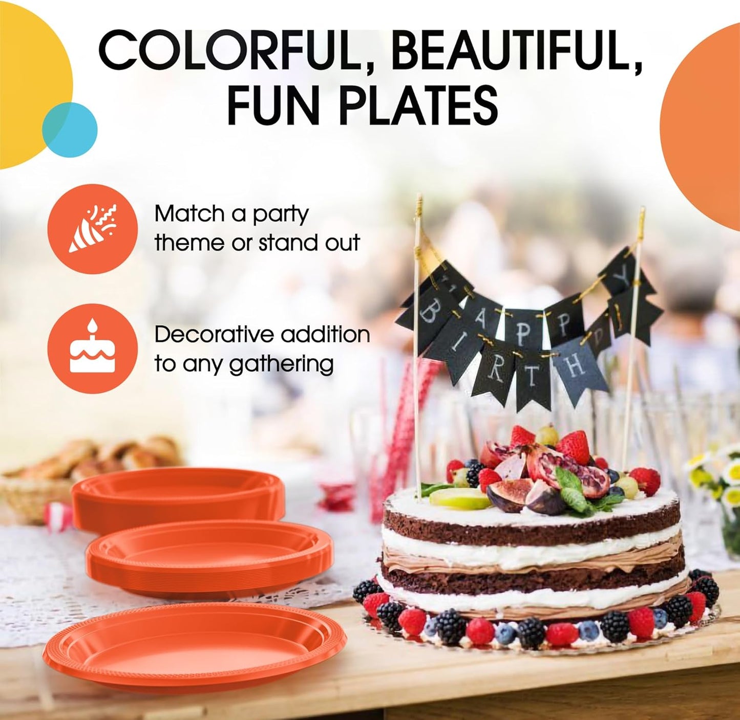 Exquisite Party Solids Orange Plastic Plates For Party 7" Orange Disposable Plates Heavy Duty 100 Pcs Plastic Dinnerware Sets Heavy Duty 350 GSM Disposable Dinnerware Set