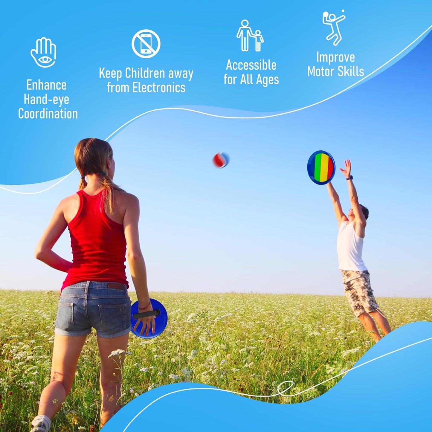 Toss and Catch Ball Game - Ideal Outdoor Beach, Pool & Yard Toy for Toddlers and Kids Ages 4, 5, 6, 7, 8+, Perfect for Boys Girls - Great Birthday Gift & Easter Basket Stuffer