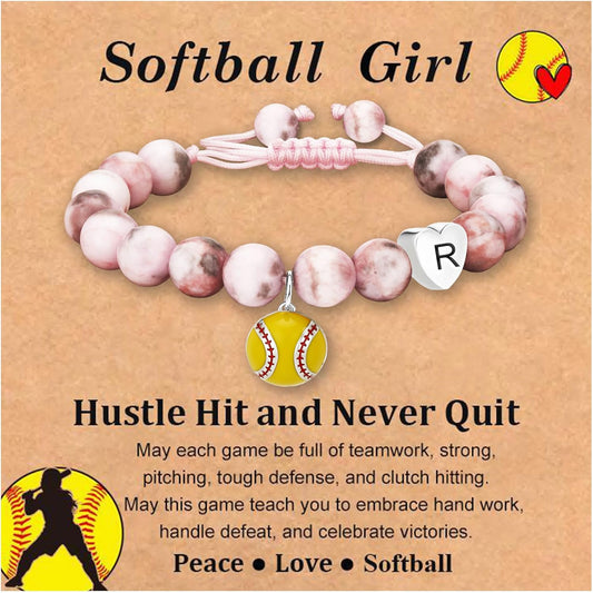Stocking Stuffers for Teen Girls -Volleyball/Softball Bracelet Heart Initial Gifts Sports Accessories Jewelry Gift Ideas for Teen Girls Women for Christmas Birthday