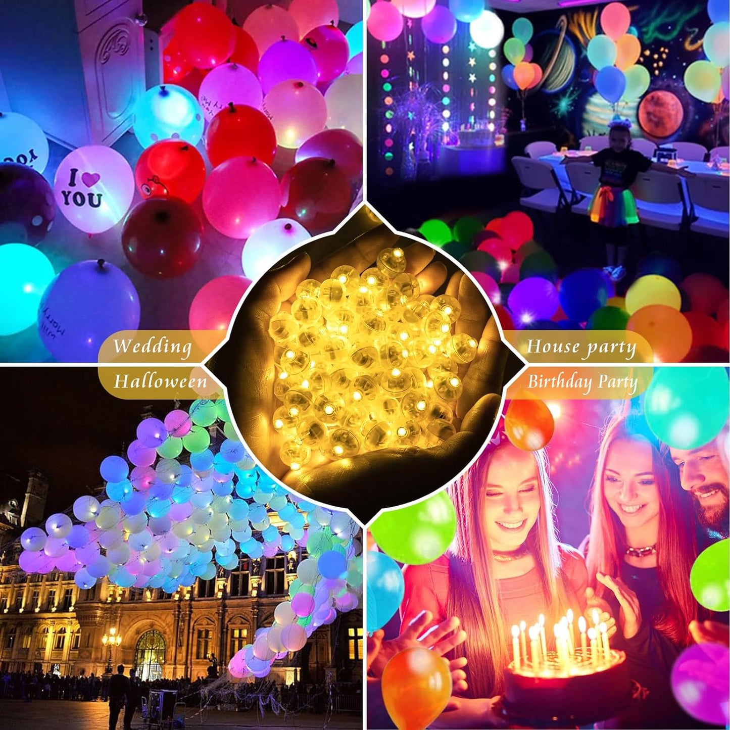 100pcs Balloon Lights Mini Led Lights Round Long Standby Time Multicolor Ball Light Paper Lantern Balloons Lights for Birthday Party Christmas Halloween Decoration (Warm White, 100 PCS), D11-QQD