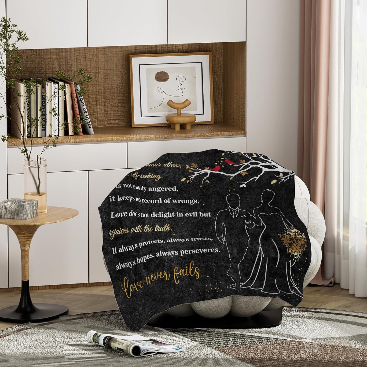 Wedding Gifts for Couples 2025 Soft Blanket, Bridal Shower Gifts for Bride to Be, Anniversary Romantic Gifts for Her, Wedding Gifts for Newlyweds Wedding Throw Blanket 60 * 80, Black Gold