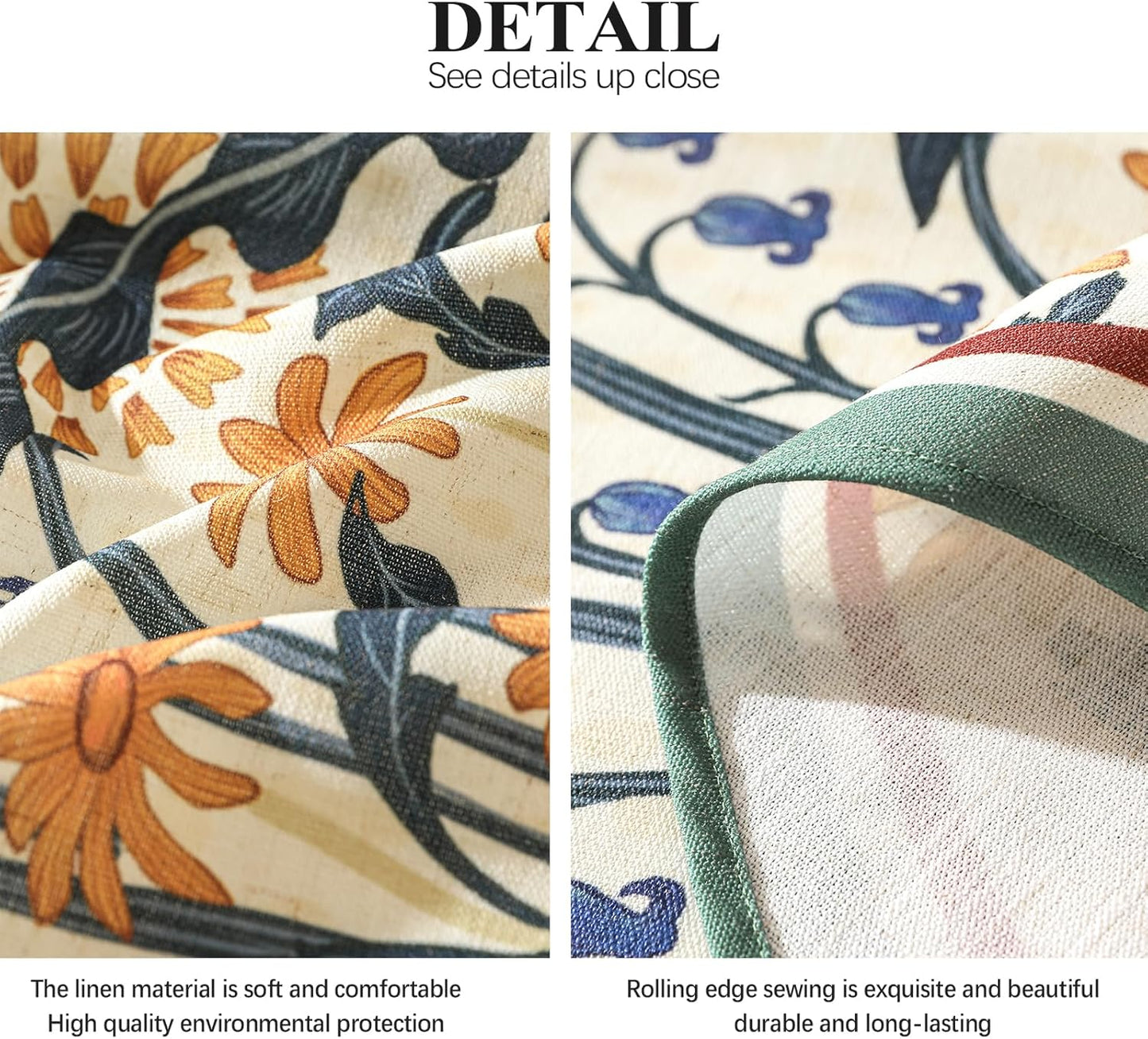 French Vintage Rectangular Tablecloth,Linen Tablecloth with Gold and Red Floral Pattern,Decorative Table Cover for Kitchen,Dining,Thanksgiving,Christmas,Party,55"*87"-Tijuana