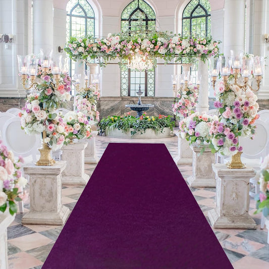FUHSY Purple Carpet Runner for Party Aisle Runner for Wedding Ceremony Outside 4x20 FT Aisle Runners for Weddings Carpet Runway Bridal Walkway Runner Rug for Prom Events