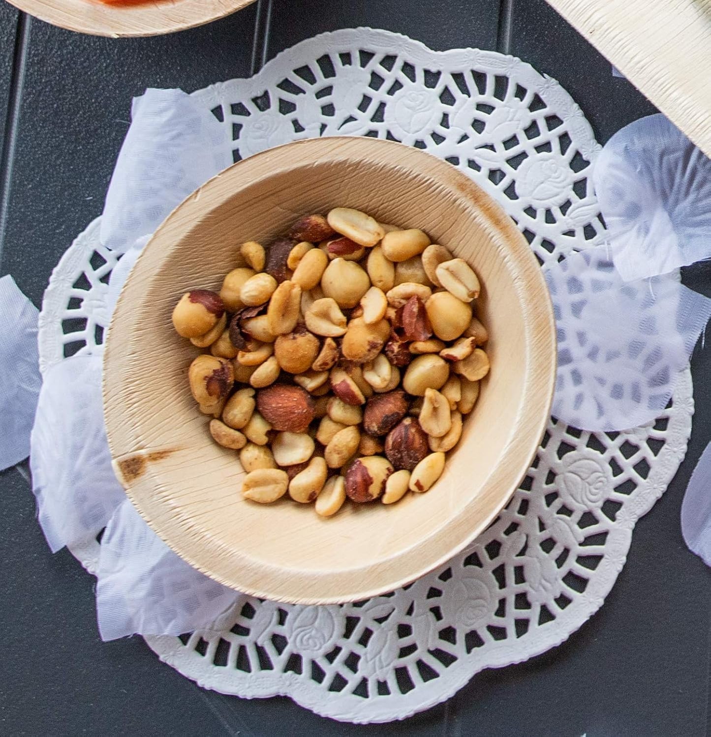 Raj Disposable Palm Leaf Bulk Bowls (200 Count, 5" Bowls) Strong Bowl Like Bamboo Party Bowl - Decorative Compostable Tableware for Lunch, Dinner, Birthday, Outdoor, BBQ, Picnic, Parties