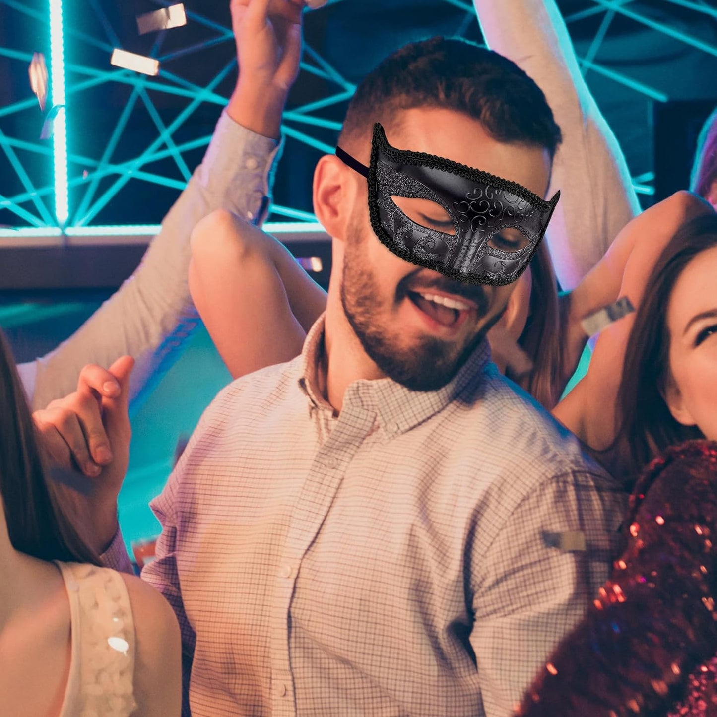 SIQUK Couple Masquerade Masks Metal Venetian Party Mask Halloween Costume Mask Mardi Gras Mask for Couples Women and Men