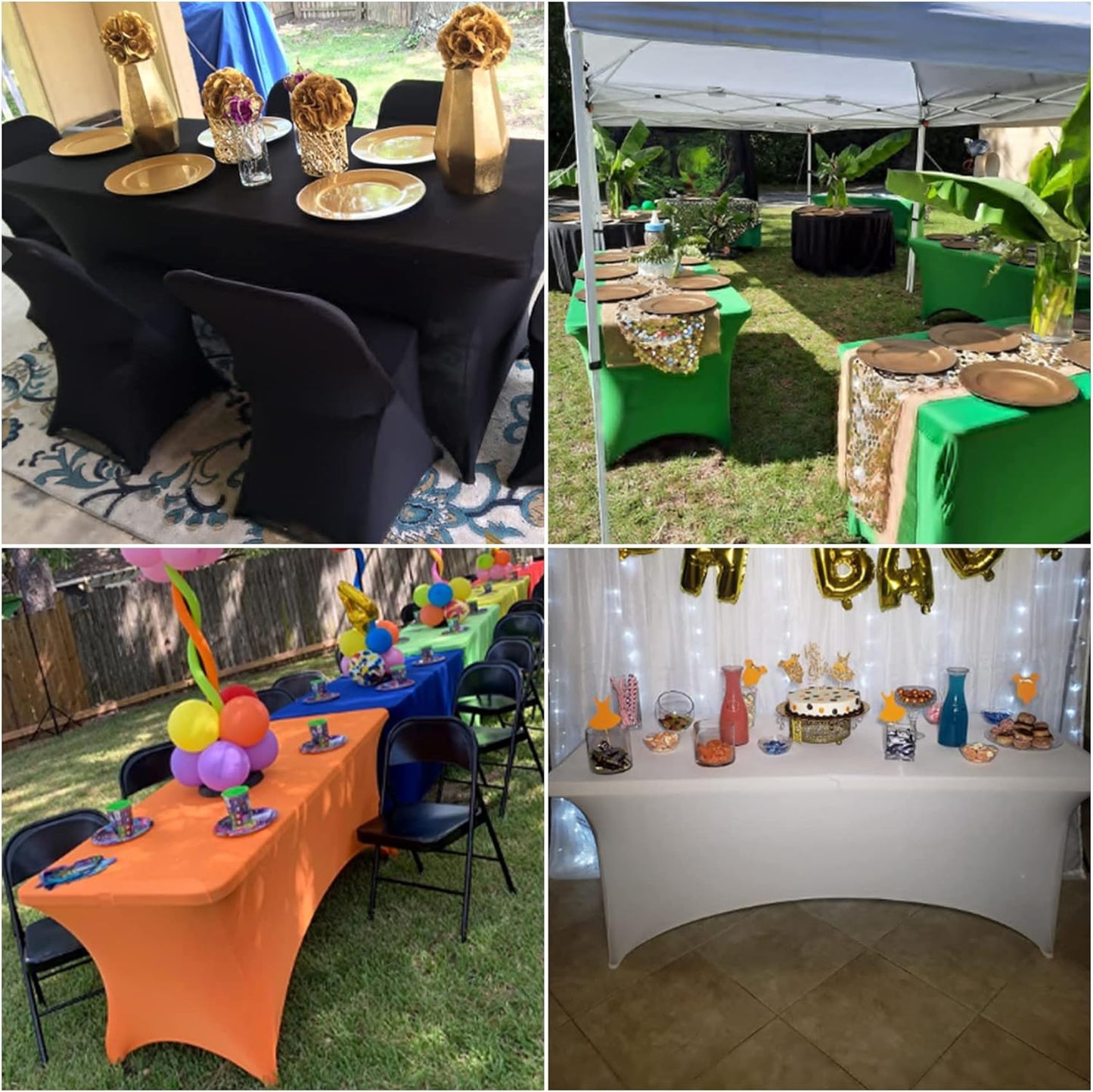 Spandex 8ft Waterproof Table Cover for Party,Wedding, Banquet, and Events(Orange)