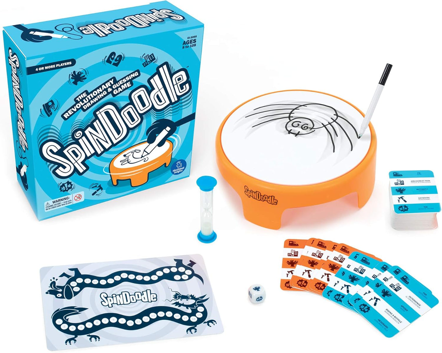 Educational Insights Spindoodle - Fun Board Games for Adults, Teens and Kids, Party Games for Family Game Night, Funny Quick Drawing Game, Guess The Sketch, Groups of 4 Ages 8+