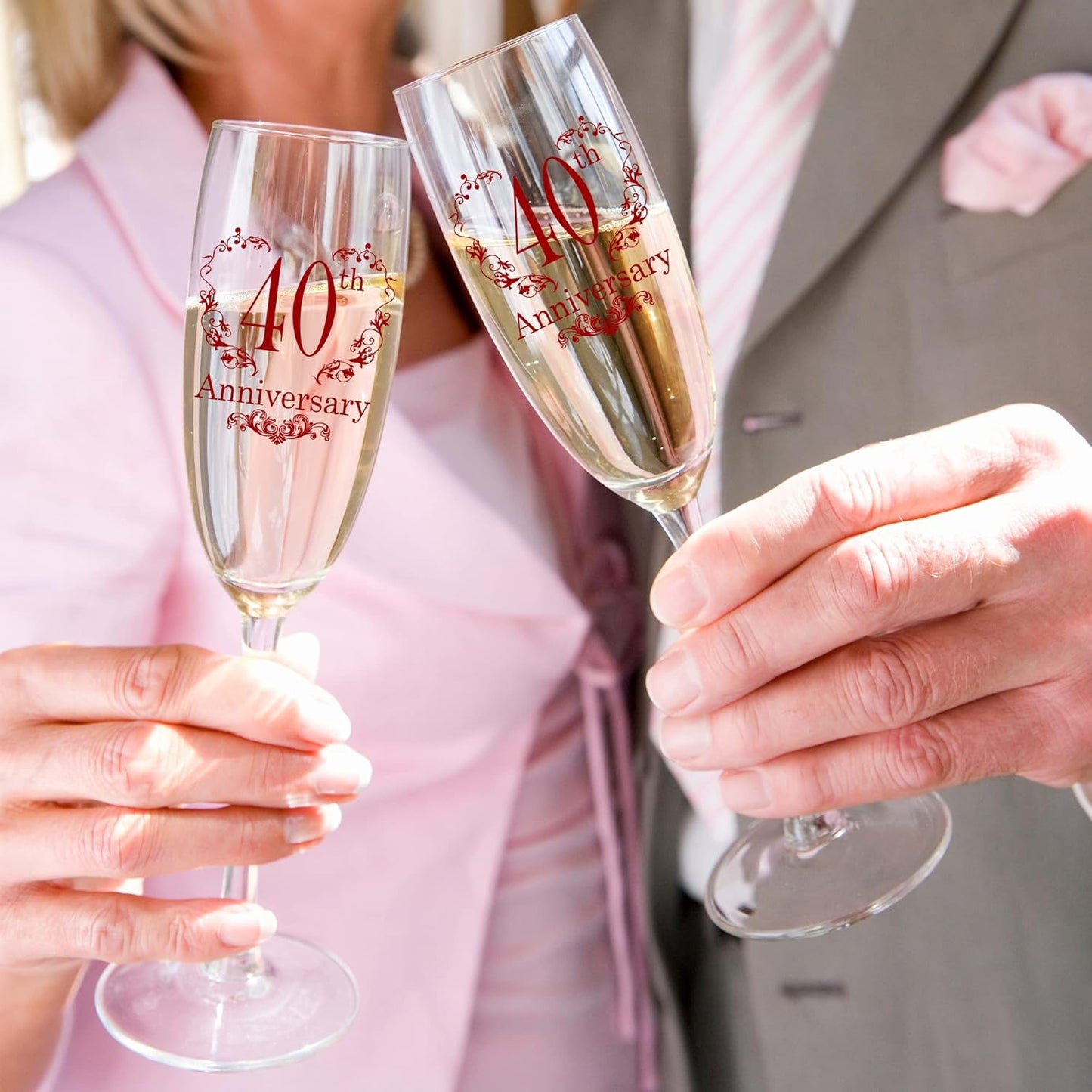 40th Anniversary Champagne Flutes, 40th Wedding Anniversary Couple Gifts, Wedding Anniversary Champagne Flutes Glasses Set of 2, Couples gifts, Anniversary 40th Gifts for Parents
