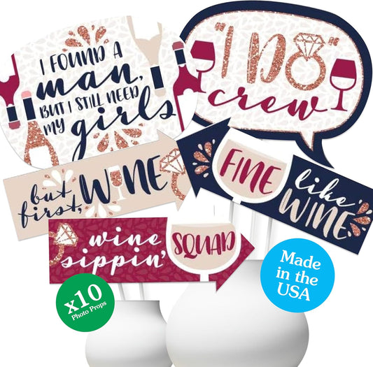 Big Dot of Happiness Funny Vino Before Vows - Winery Bridal Shower or Bachelorette Party Photo Booth Props Kit - 10 Piece