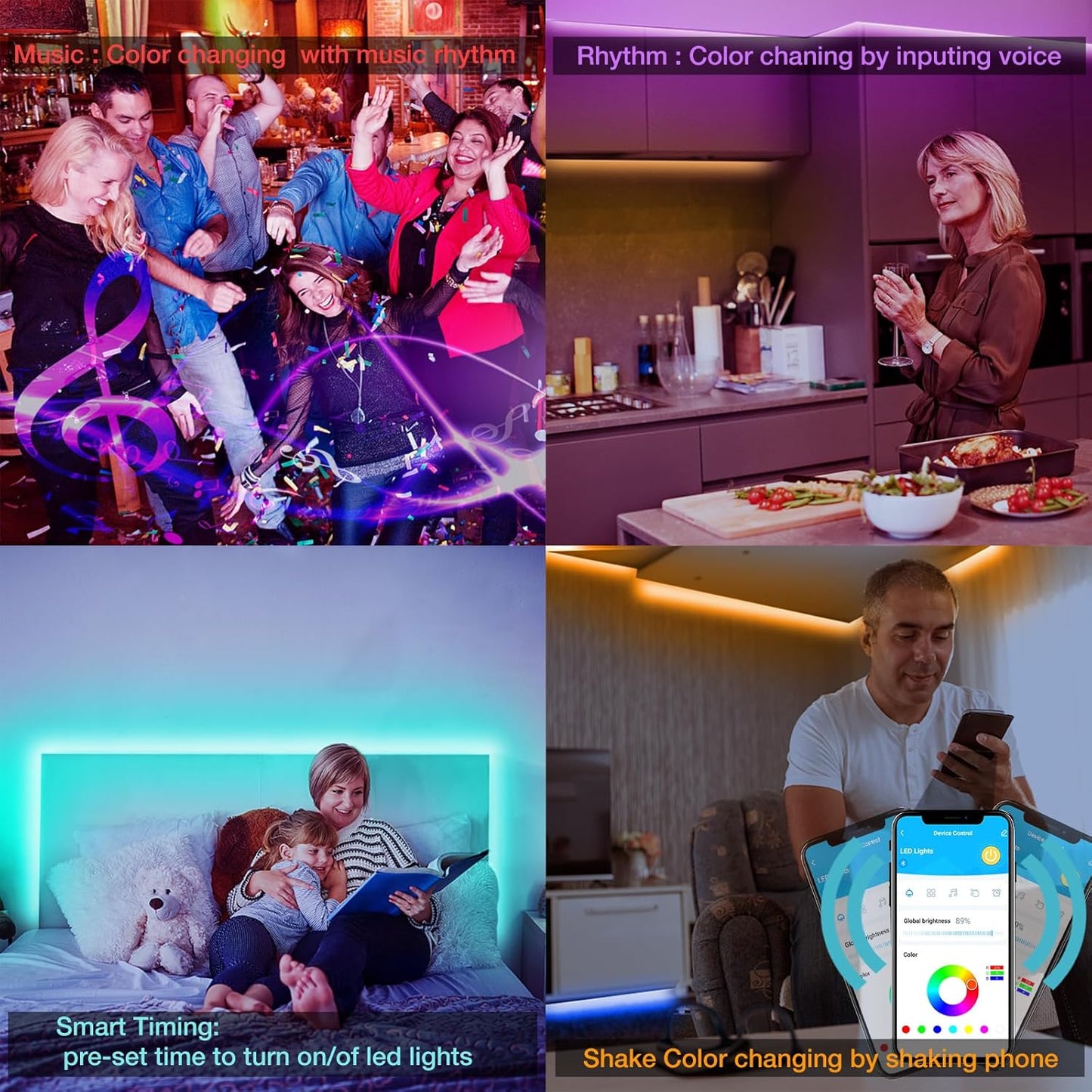 DAYBETTER Smart RGB Led Strip Lights, 100ft Led Lights for Bedroom with App Control, Multicolor Changing Led Light Strips Apply for Home Decor, Living Room, Kitchen, Home Party Decoration