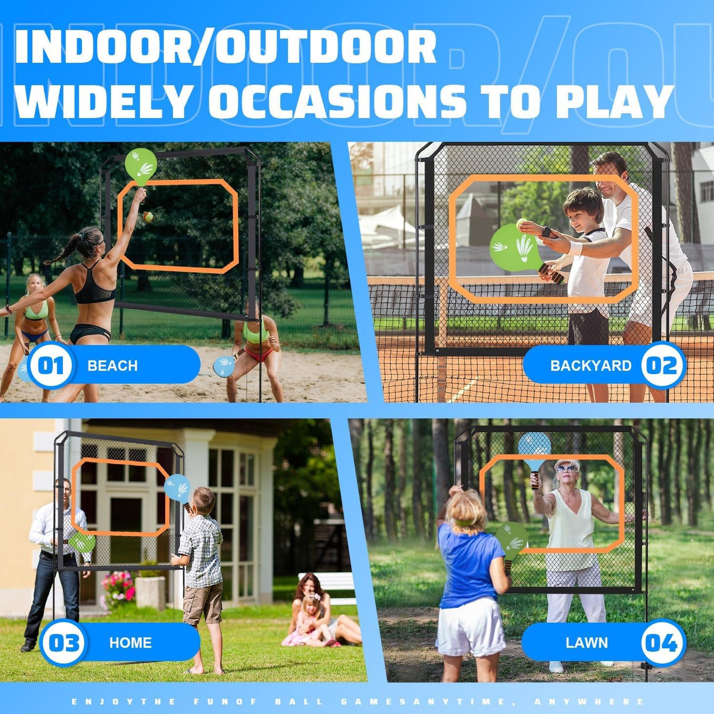 MOLACHI Paddle Game with Net, Giant Yard Shuttlecocks Game Set,Like Badminton Nets, Indoor & Outdoor Friendly Backyard Activities Games for Adults and Family