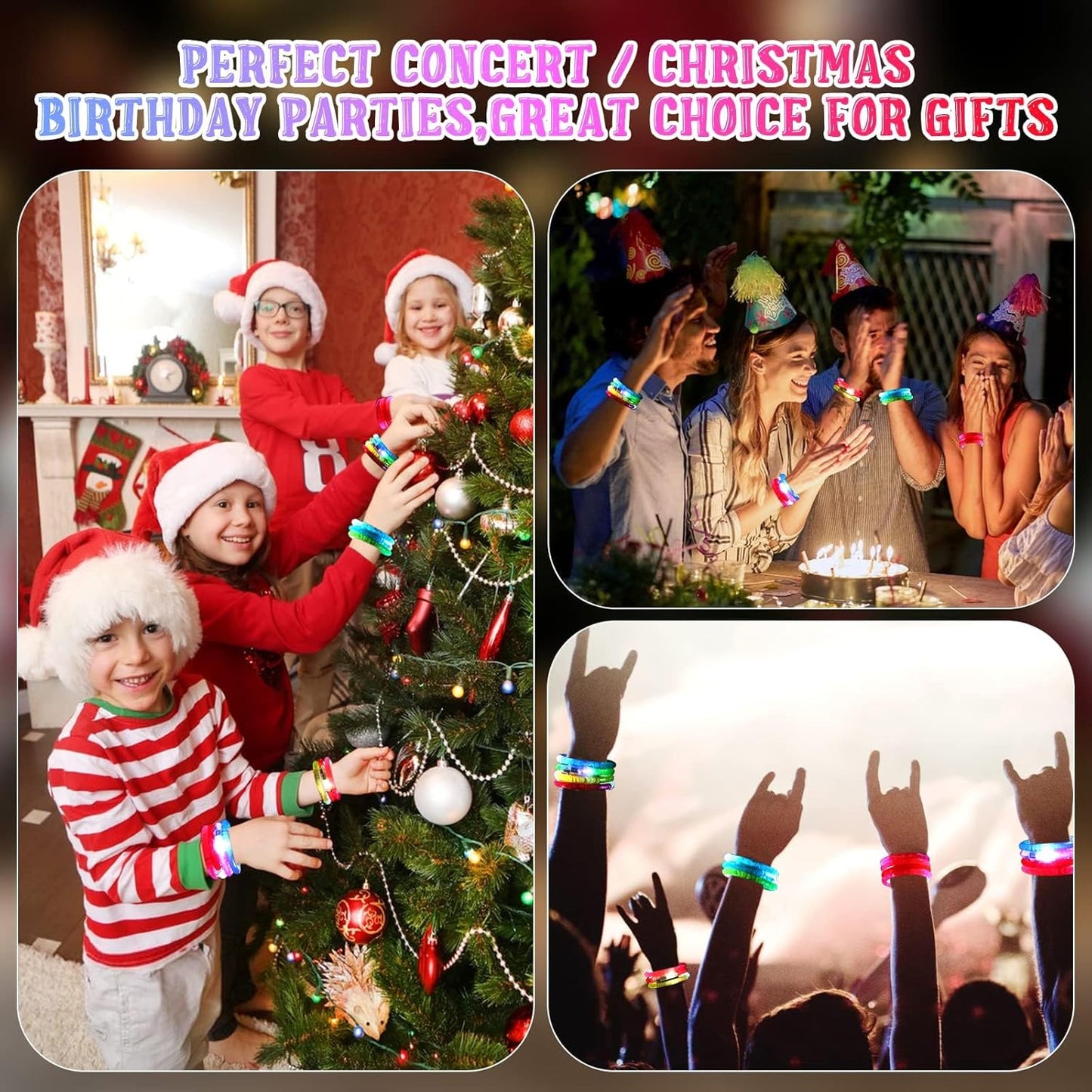 90 Pcs Glow Sticks LED Bracelets, Glow in the Dark Party Supplies for Kids/Adults, Flashing Light up Toys Goodie Bags Stuffers, Christmas Neon Accessories Carnival Birthday Concert Party Favors