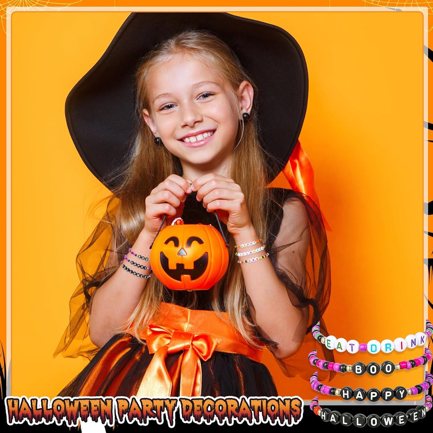 Cunno 36 Pcs Kids Friendship Bracelets for Girls Women Beads Bracelets Surfer Stretch Beaded Cute Colorful jewelry for Birthday Goodie Bag Stuffers Fillers School Gifts Party Favors(Spooky Style)