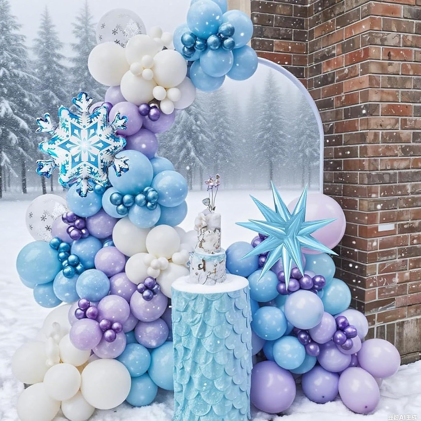 Purple and Blue Balloons, Snowflake Pearl Light Blue Purple Metallic Clear Latex Balloons for Girls Winter Princess Wonderland Christmas Baby Its Cold Outside Baby Shower Birthday Party Decorations