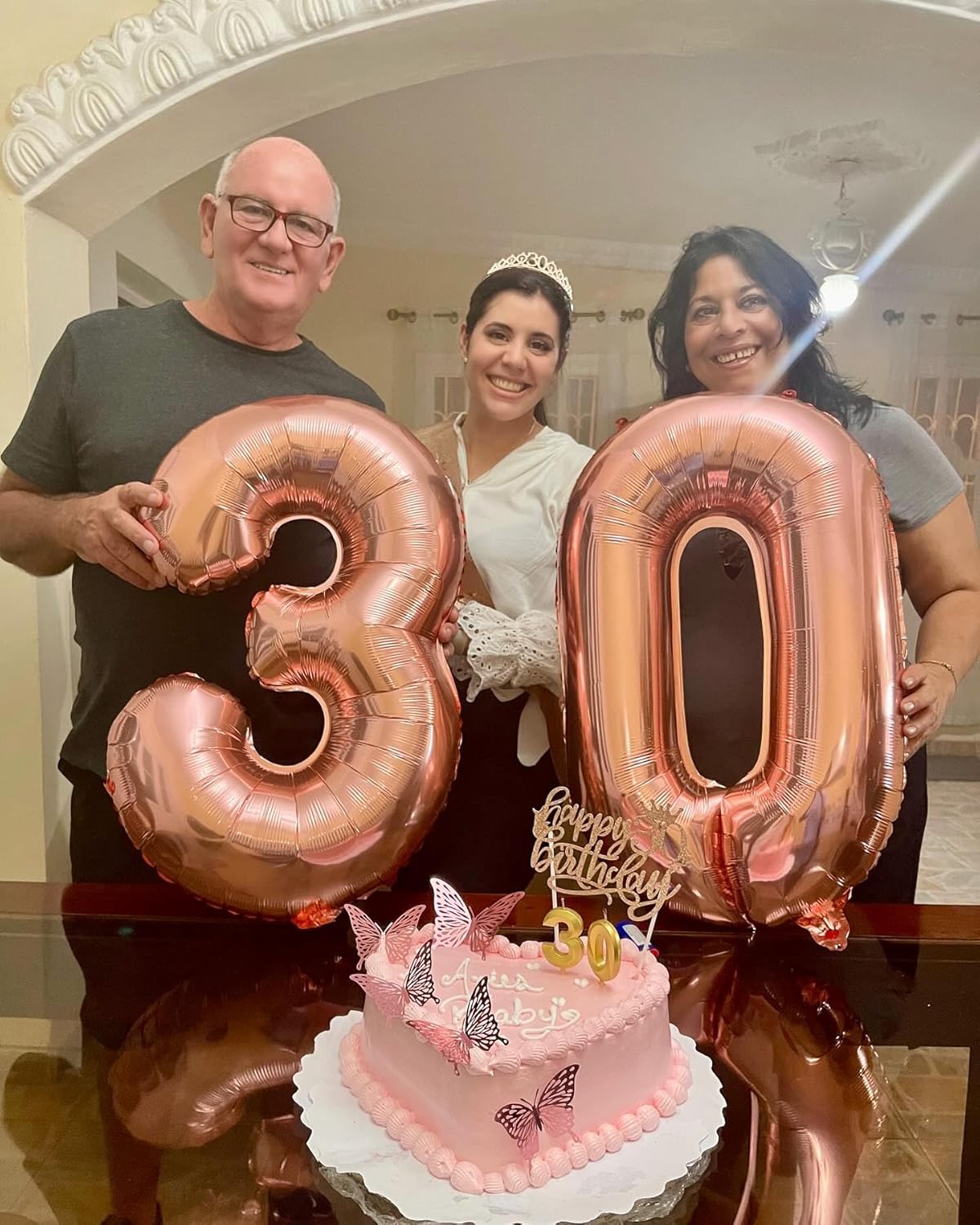 Rose Gold Number Balloon 40 Inch, 0 Number Balloons, 10 20 30 40 50 Numbers Balloon Birthday Decorations, Party Supplies for Women Men