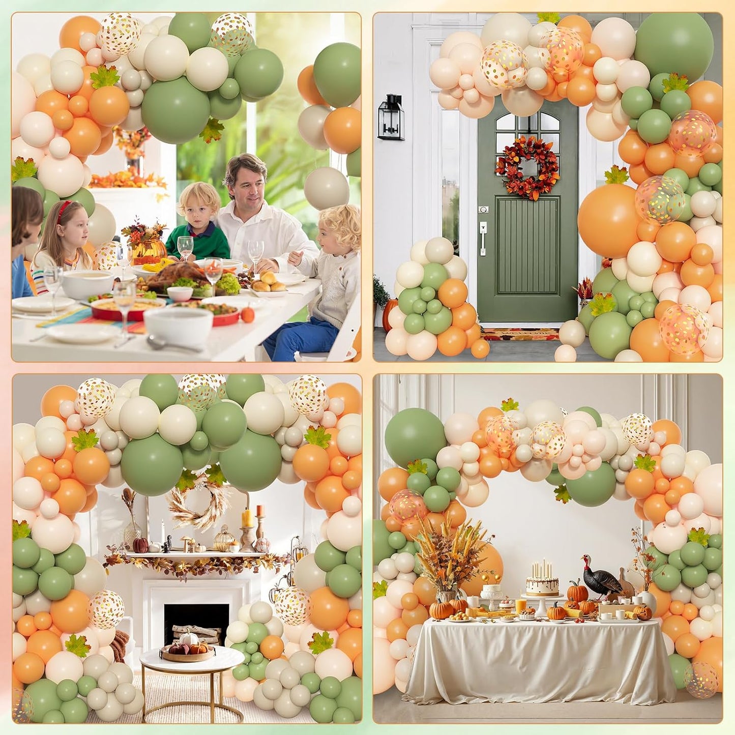Amandir 153pcs Green Orange Balloon Garland Arch Kit, Different Sizes 18 12 10 5 inch Sage Green White Sand Latex Confetti Fall Balloons for a Little Cutie is on the Way Baby Shower Party Decoration