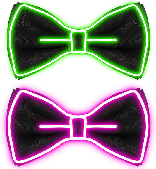 Hercicy Light up Bow Tie for Men LED Neon Bowtie Funny Ties Women Glow in the Dark Party Costume