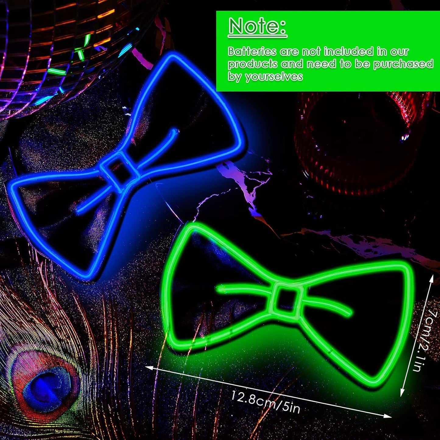 Hercicy Light up Bow Tie for Men LED Neon Bowtie Funny Ties Women Glow in the Dark Party Costume