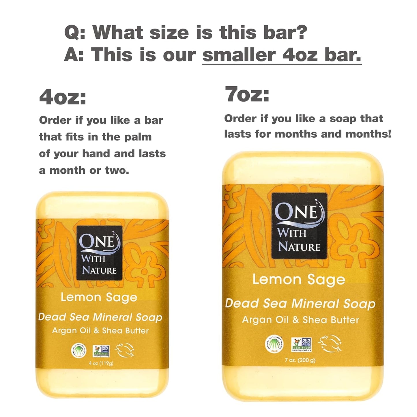 One With Nature Dead Sea Salt Lemon Sage Soap 4oz 3-Pack – Purifying and Exfoliating Soap Bar with Dead Sea Minerals for Face & Body, for Men & Women