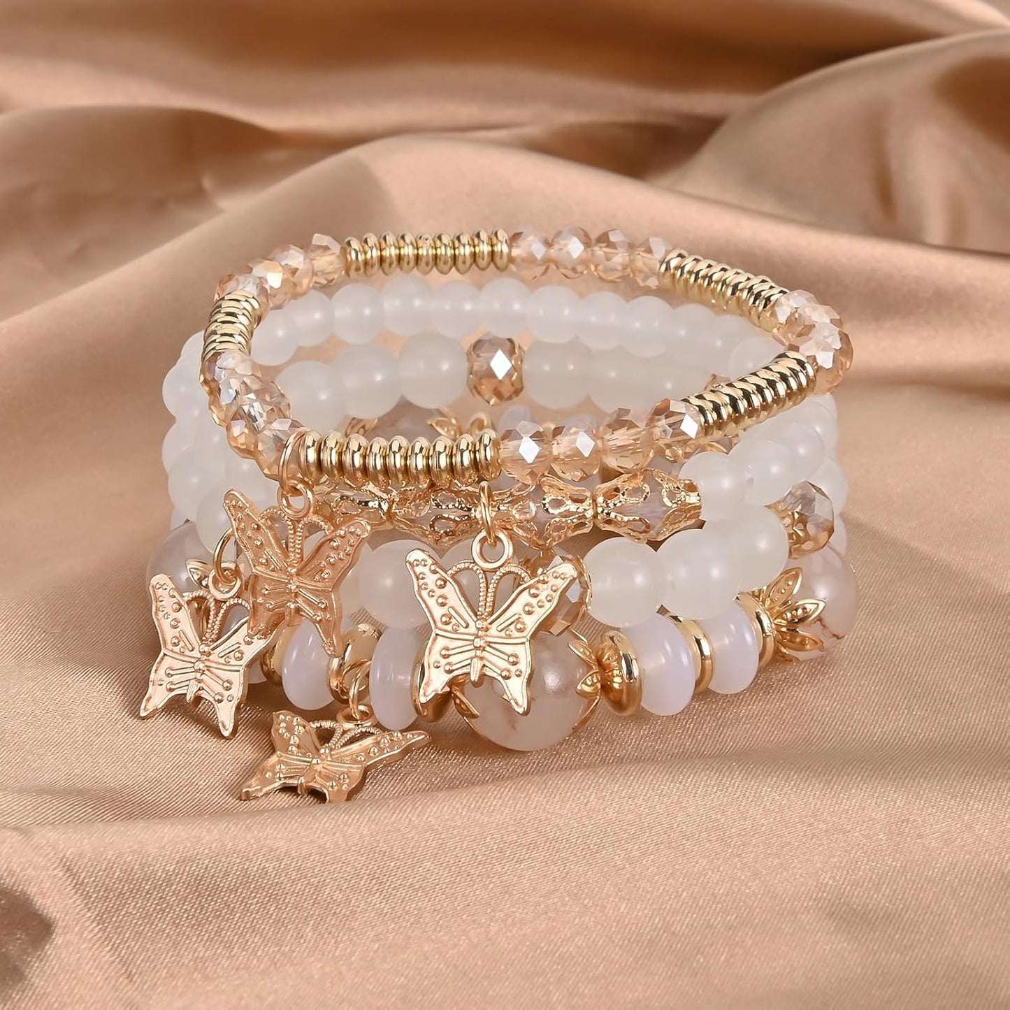 Bohemian Bracelet Sets for Women - 6 Sets Stackable Stretch Bracelets Multi-color Boho Jewelry for Women Hippie Bracelets Dainty Jewelry