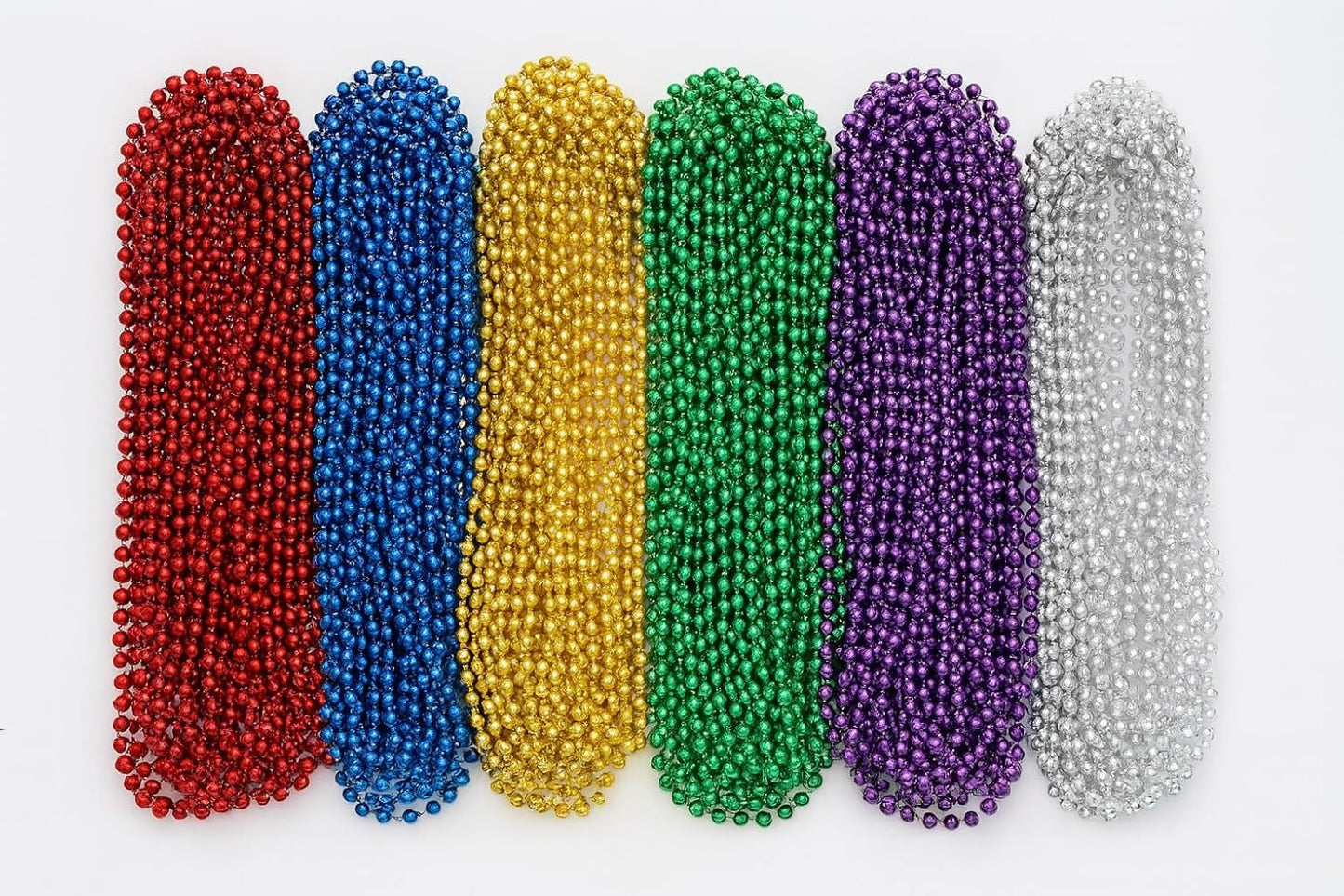 Oojami Mardi Gras Beads Necklaces - 33" Assorted Colors Beaded Necklaces for Mardi Gras, Carnival, Pirate Parties, Masquerade and Christmas, Bulk Parade Throws and Party Favors for Men and Women