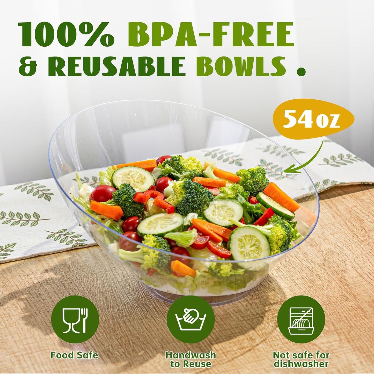 Liacere 54 OZ Clear Plastic Serving Bowls - 16PCS Angled Serving Bowls - Disposable Bowl for Candy Chip - Party Table Salad and Fruit，Can be used weddings,gatherings＆ Halloween