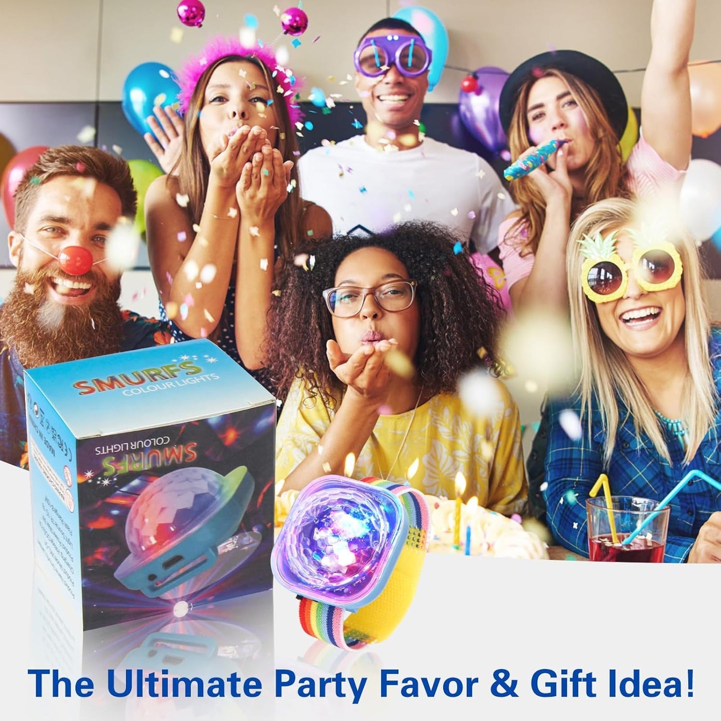 LED Party Favor Bands【12-Pack】- Sound-Activated Rechargeable Glow Light Up Accessories with 5 Flash Modes for Event Bags, Holiday Gifts, Party Supplies, and Celebration Giveaways