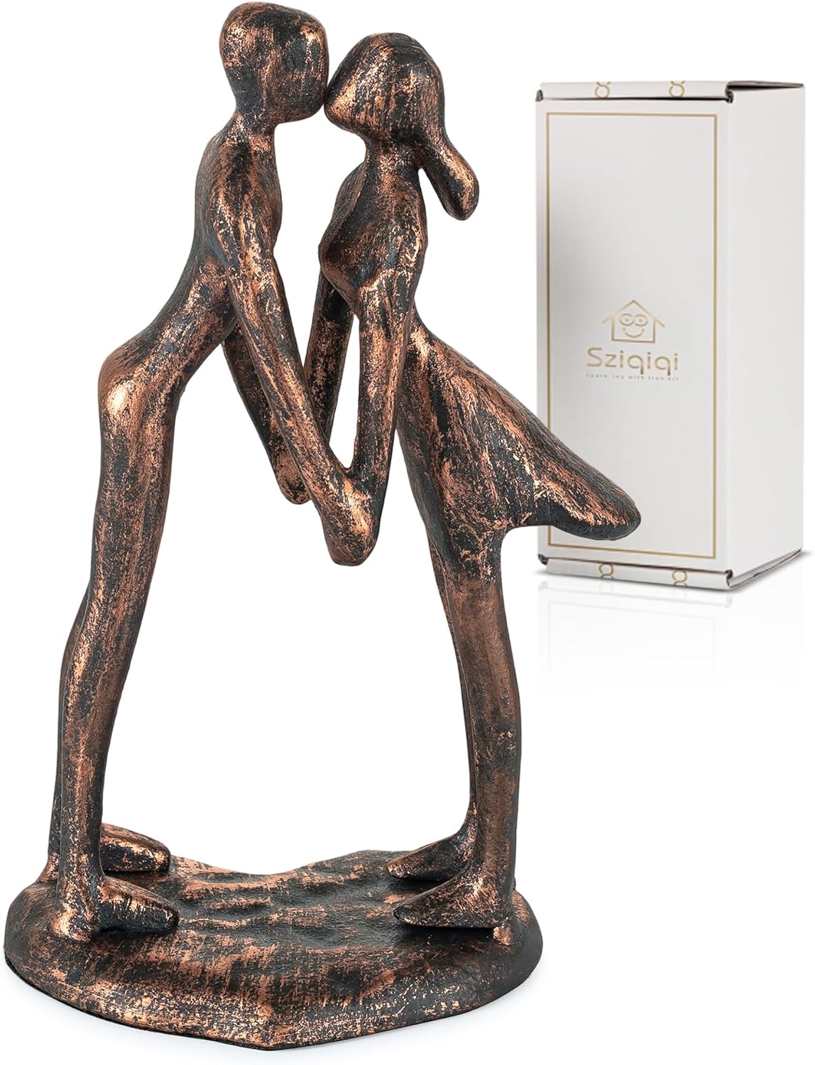 Sziqiqi 7th Anniversary Couple Gifts: 7 Year Anniversary Wedding Gifts for Him Her - Copper Gift for Husband Wife - Gift for Christmas Birthday Valentines Kissing Couple Figurines